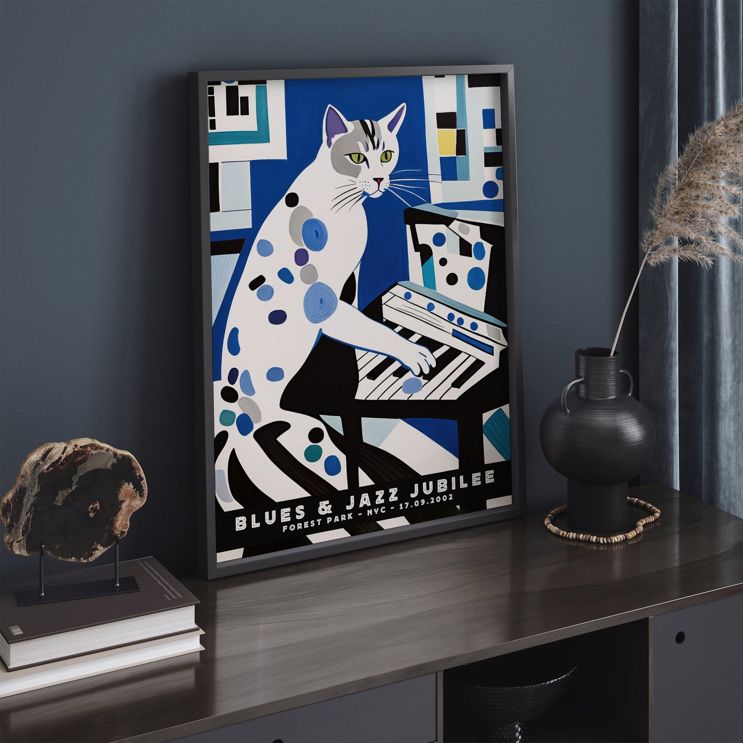 NYC Blues & Jazz Cat Poster