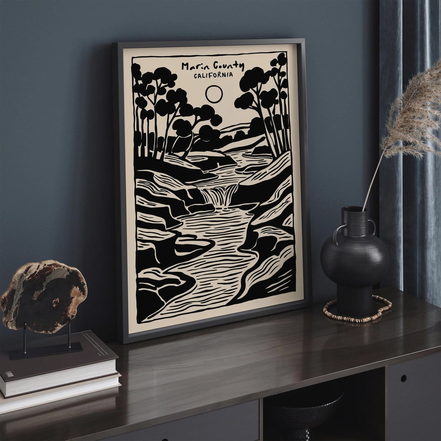 Marin County California Line Art Poster