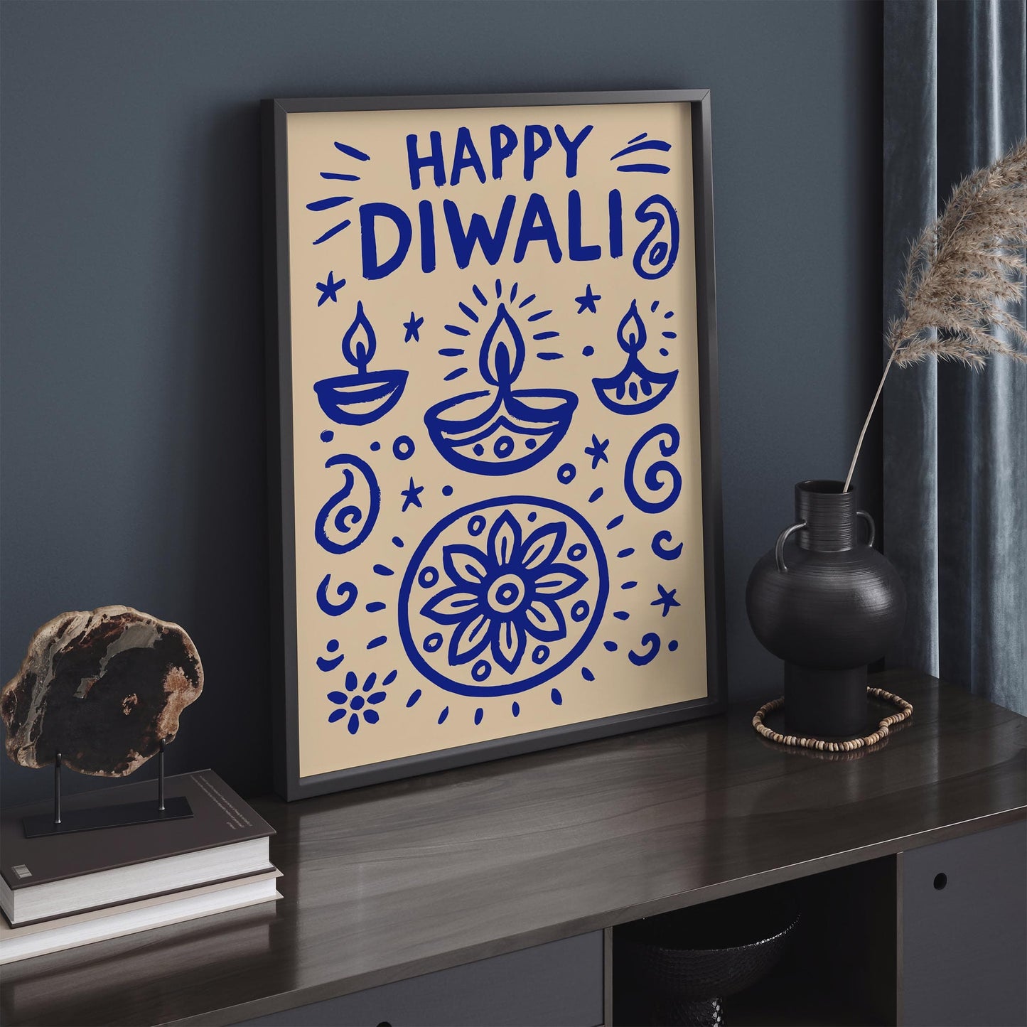 Happy Diwali Poster - Hindu Festival Celebration Wall Art