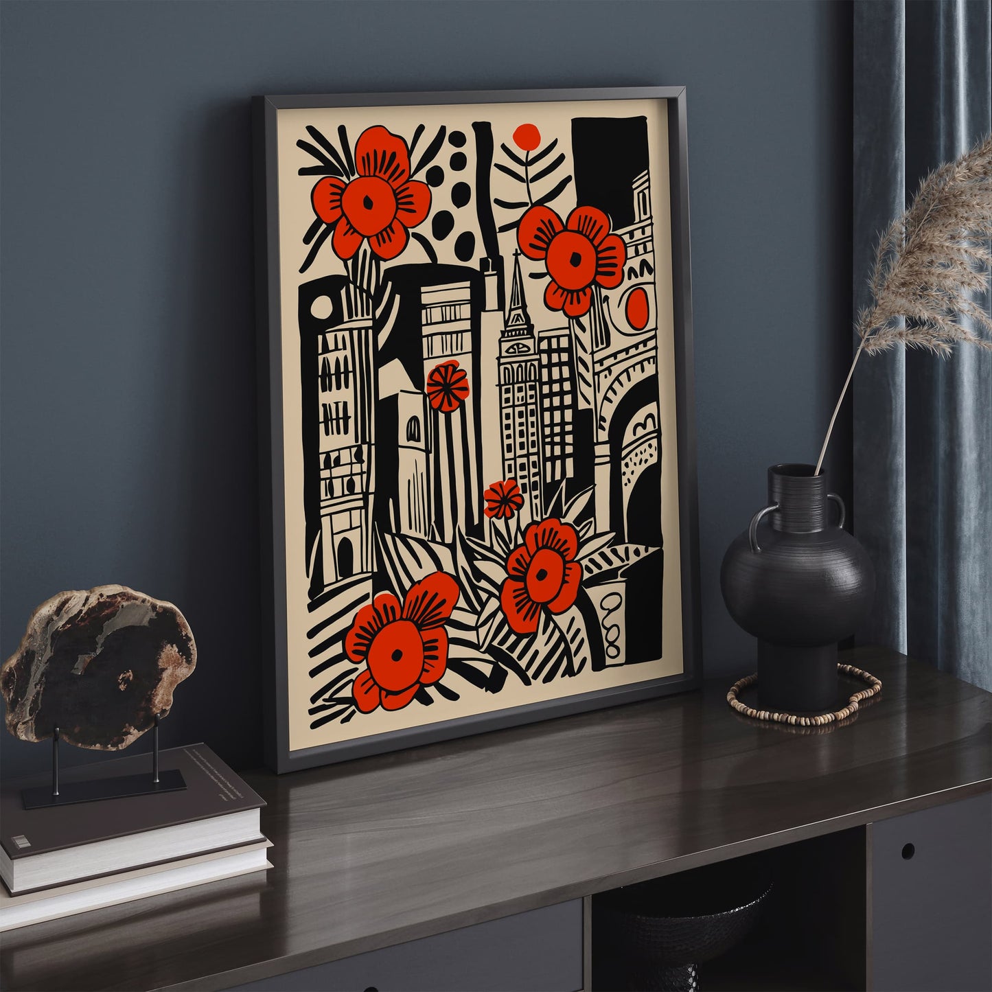 Retro Red London Cityscape Poster