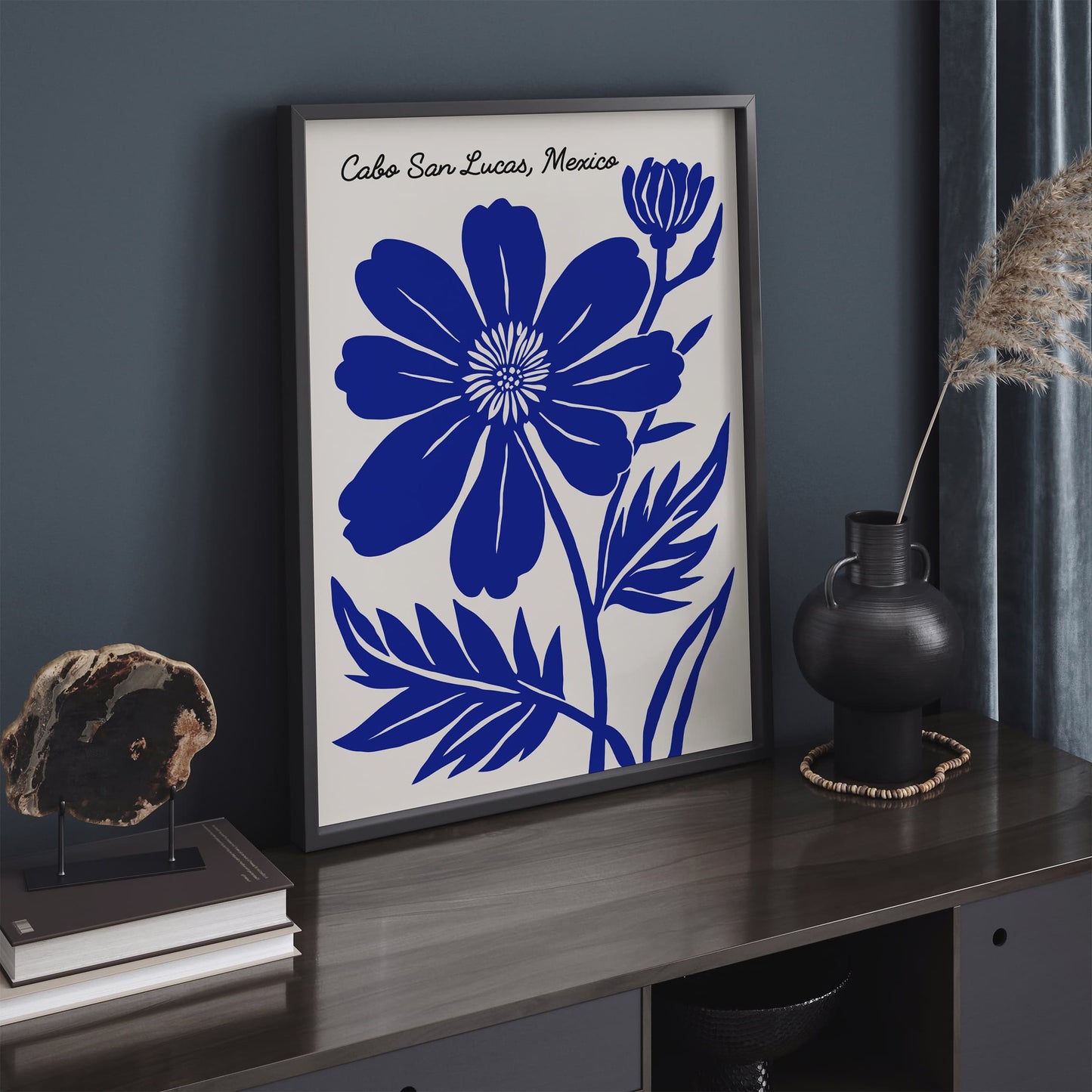 Cabo San Lucas Print - Tropical Blue Flower Decor