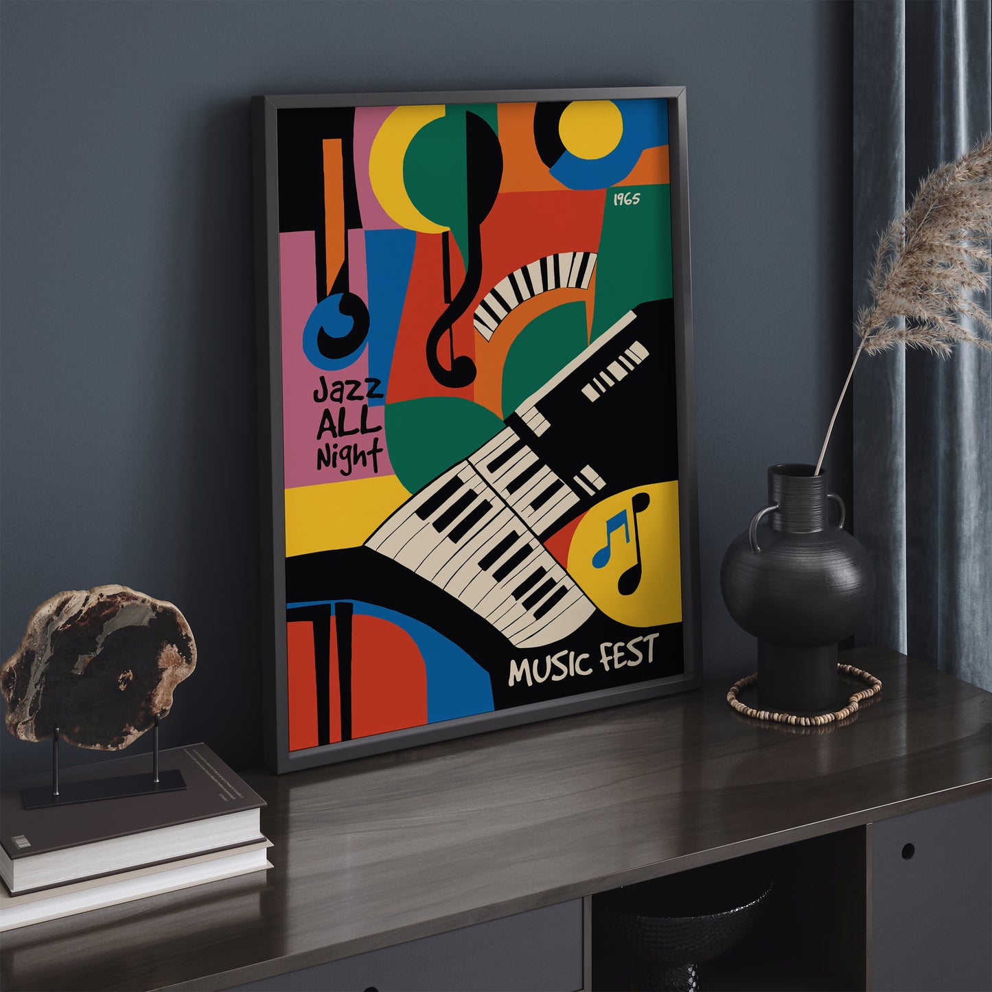 Jazz All Night Colorful Music Poster