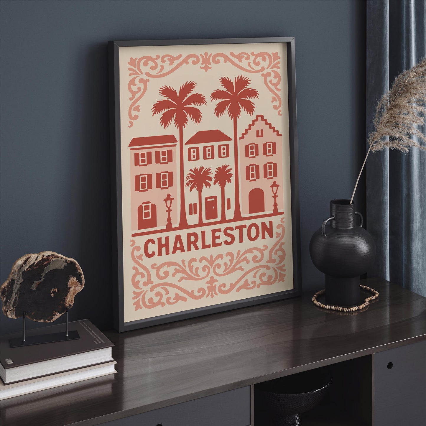 Charleston South Carolina Pink Travel Poster