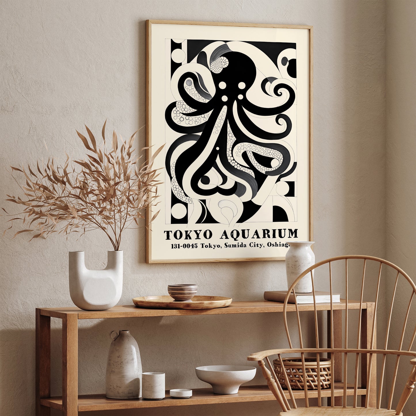 Tokyo Aquarium Black and White Poster