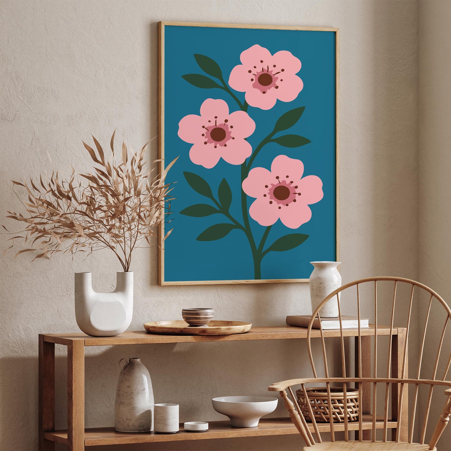Cherry Blossom Floral Art Print - Eclectic Flowers Poster 2026