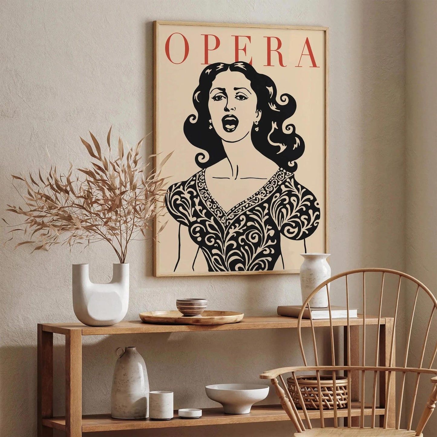 Opera Singing Woman Art Print – Elegant Music Wall Decor
