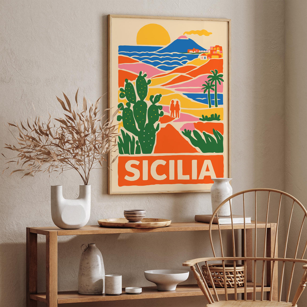 Sicilia Colorful Travel Poster
