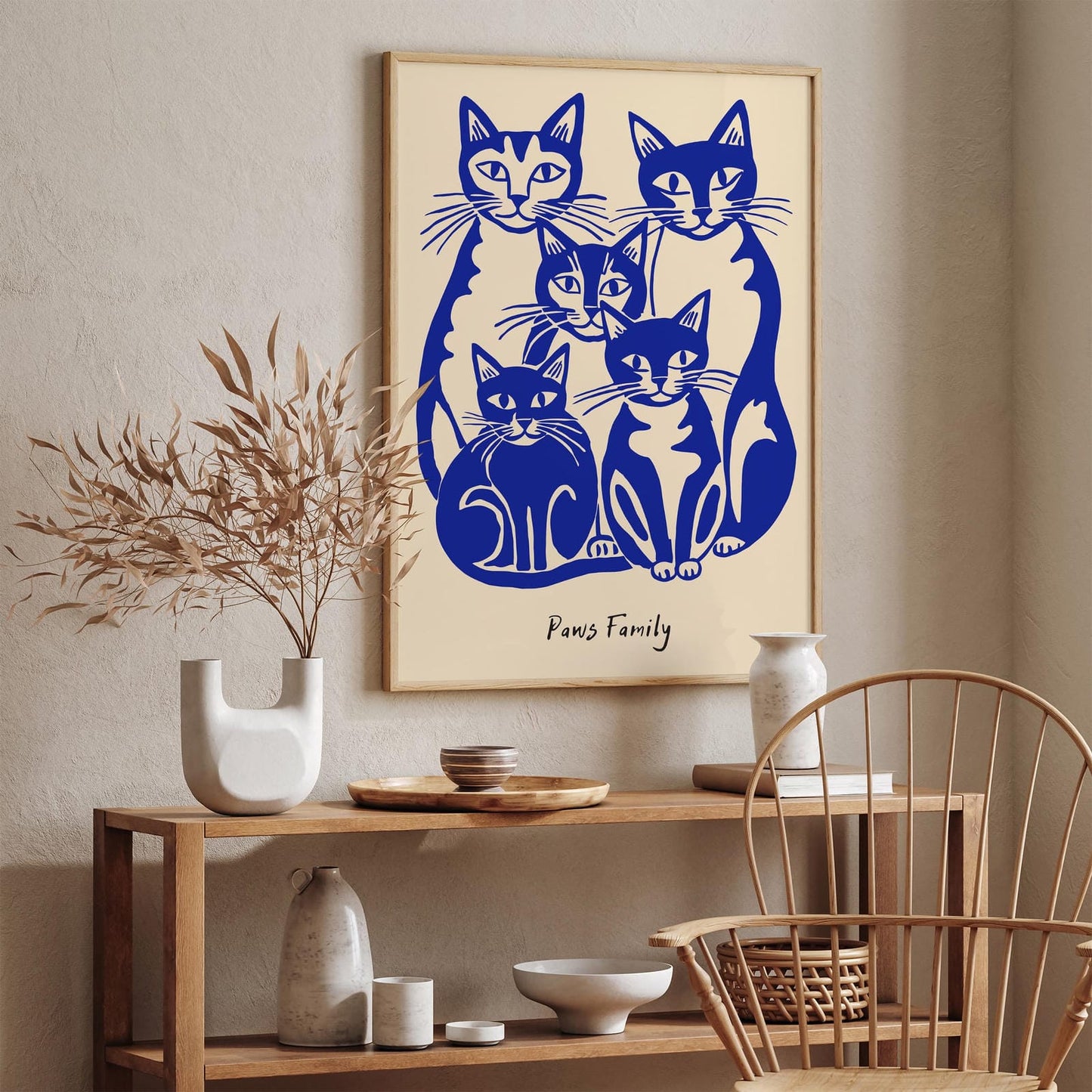 Paws Family Cats Blue Poster