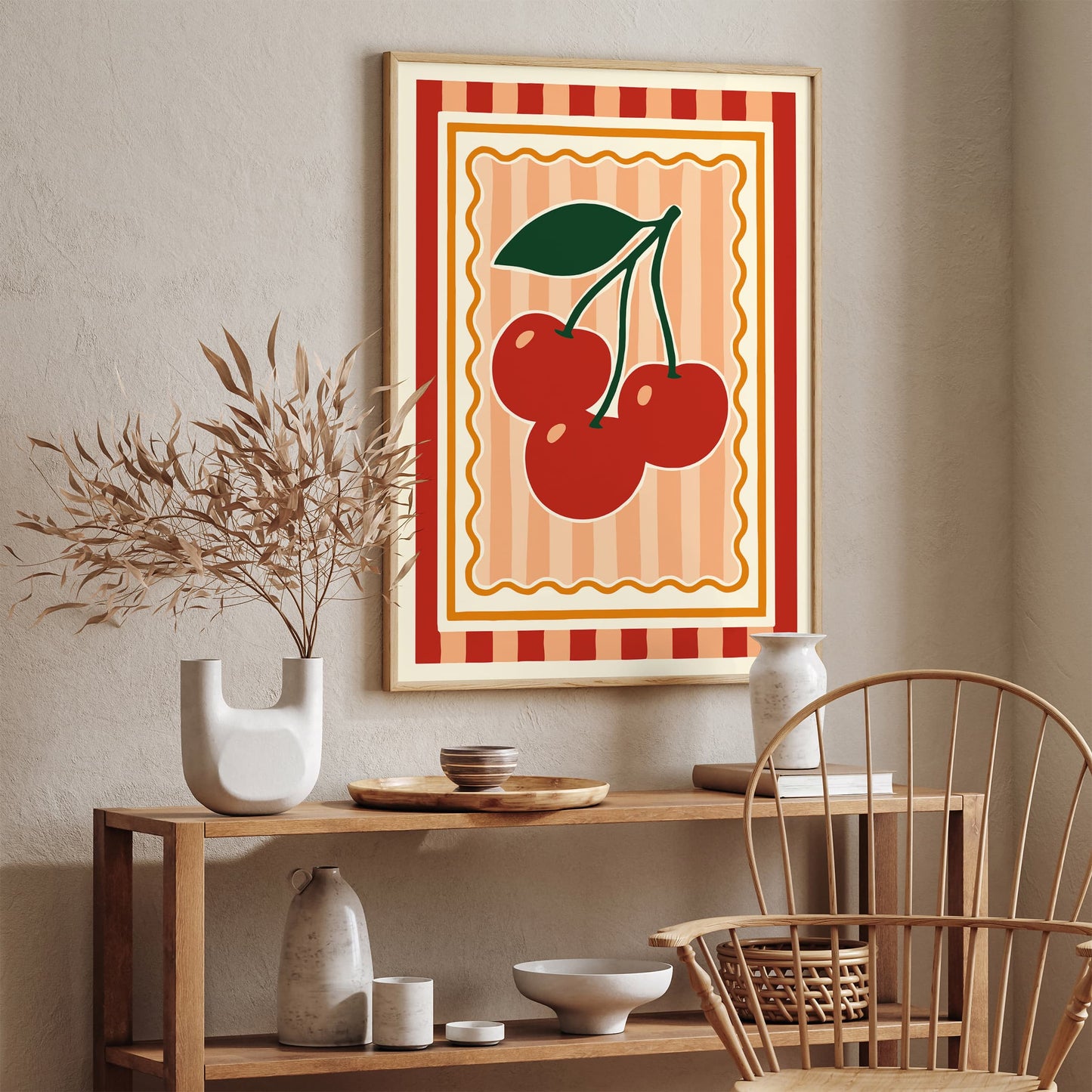 Retro Cherries Poster - Kitchen Wall Art