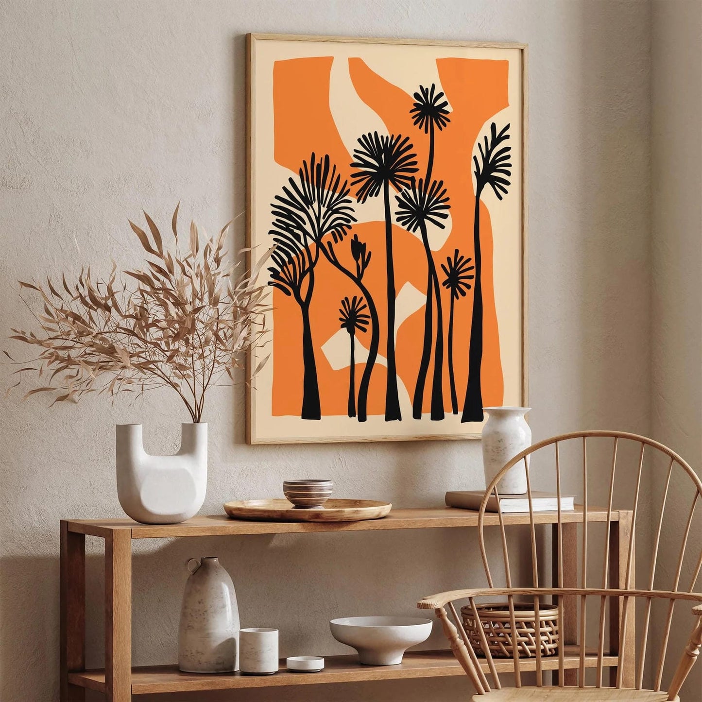 Mid Century Modern Palm Trees Abstract Poster