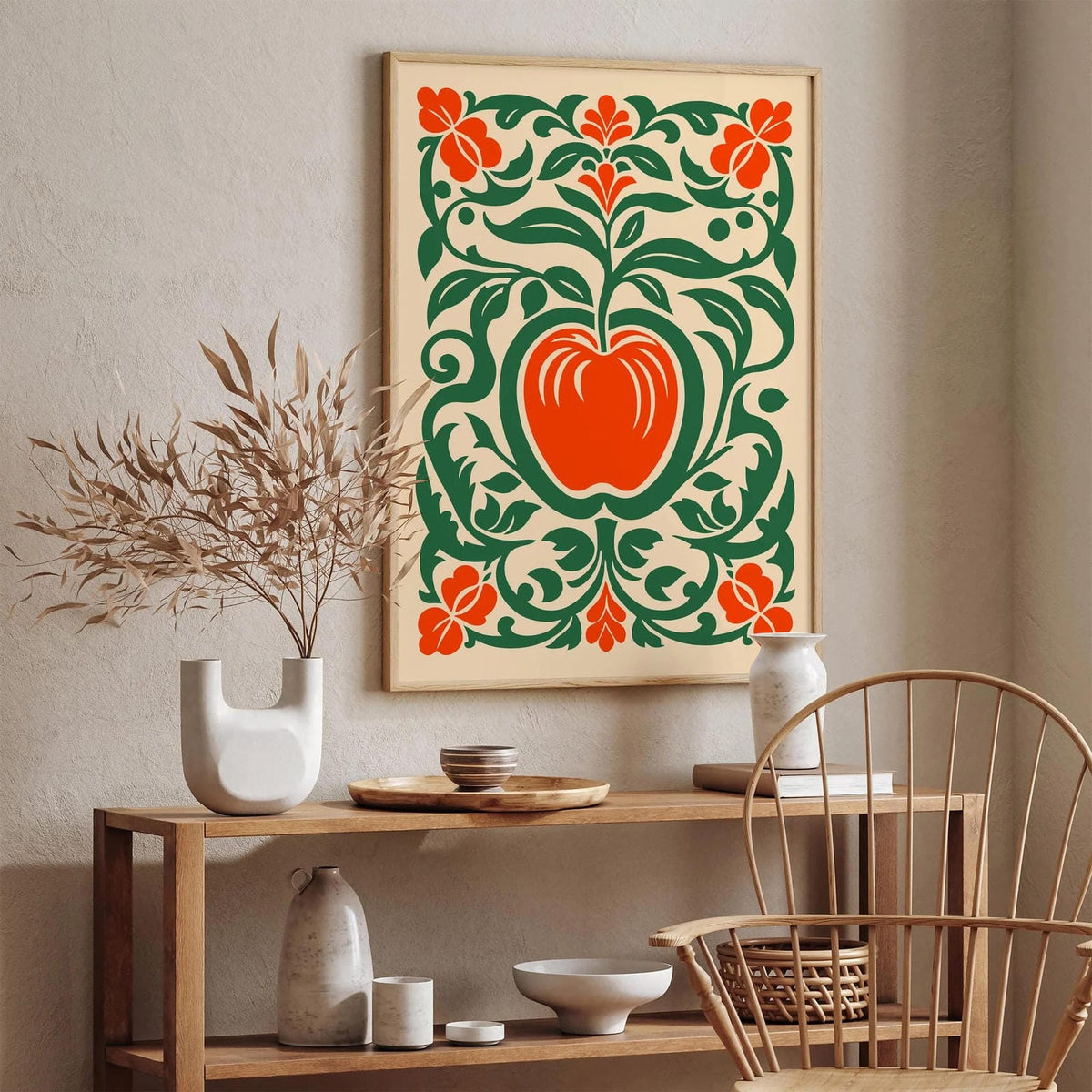 Red Apple Print Farmhouse Kitchen Wall Decor