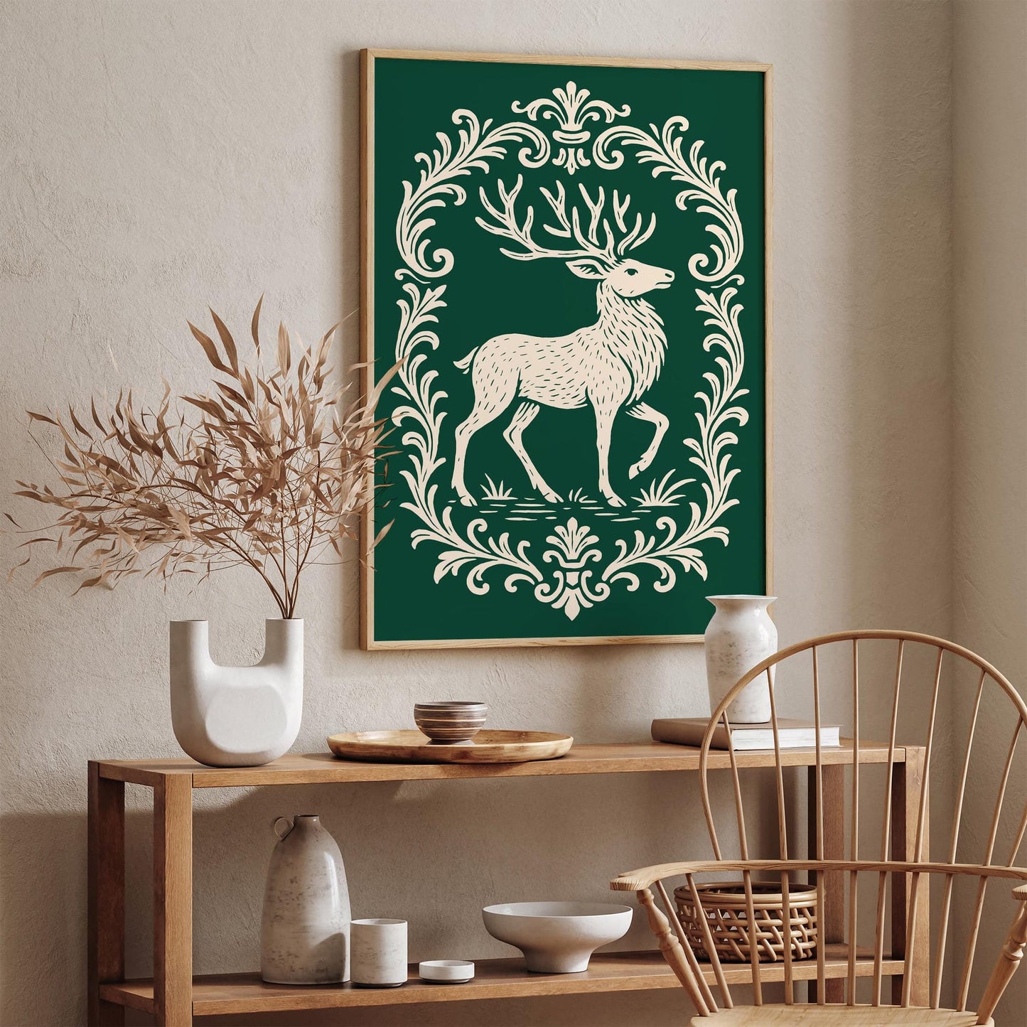 Majestic Deer Green Poster