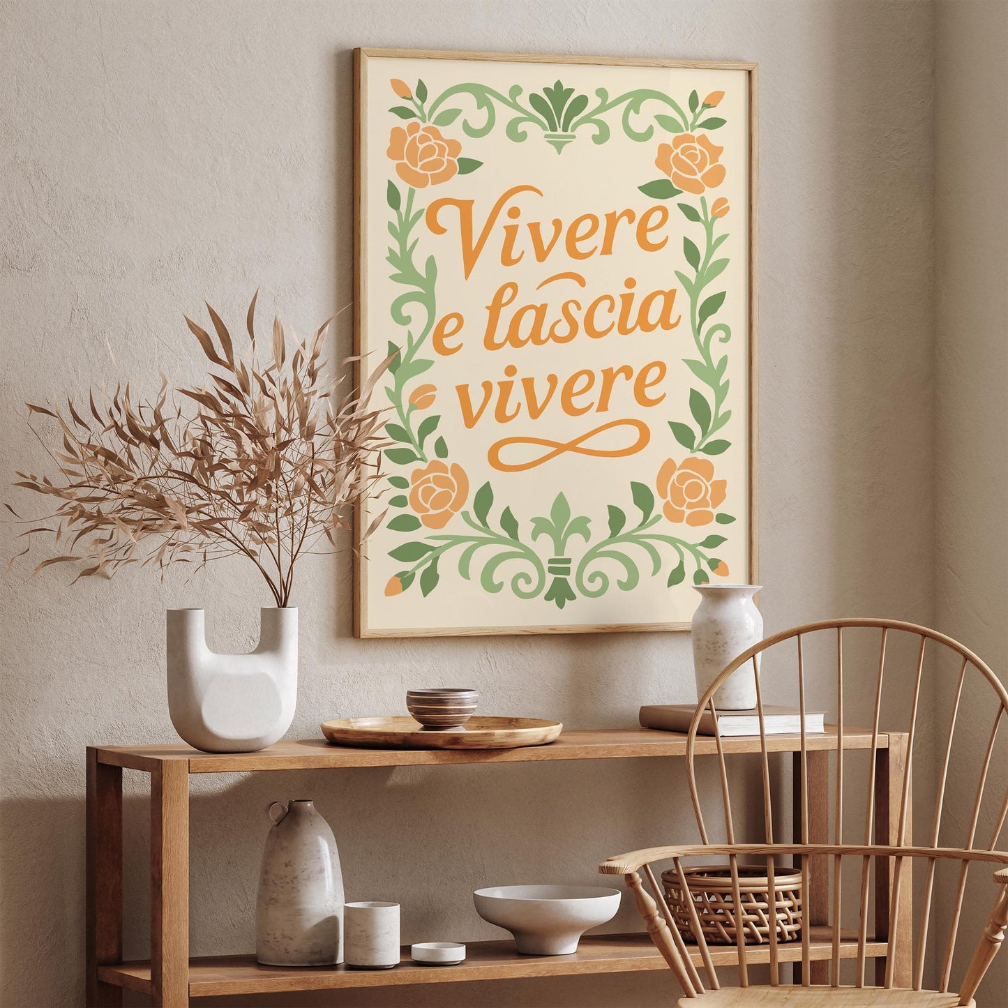 Vivere e Lasciare Vivere - Italian Quote Poster