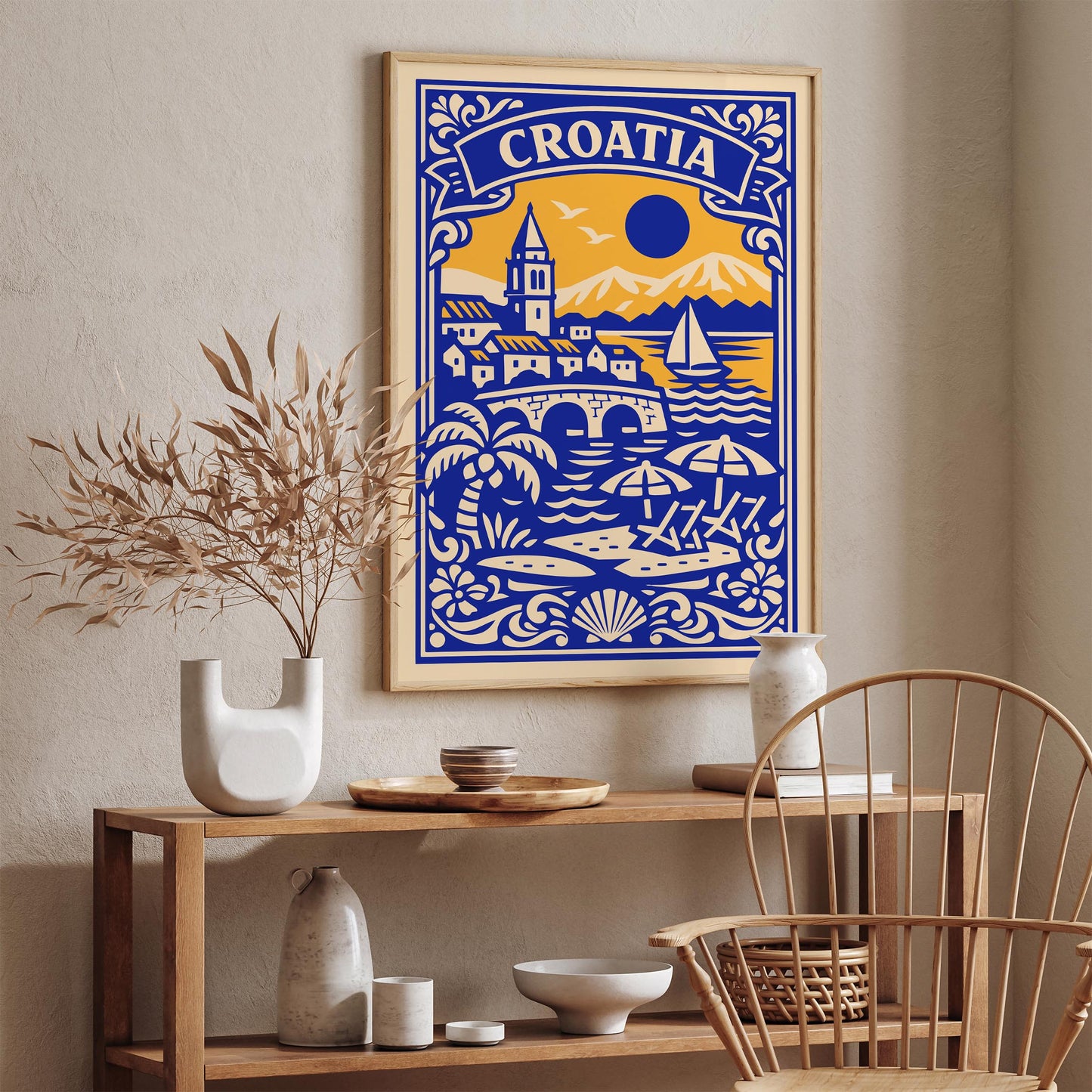 Croatia Travel Poster - Blue Adriatic Wall Art