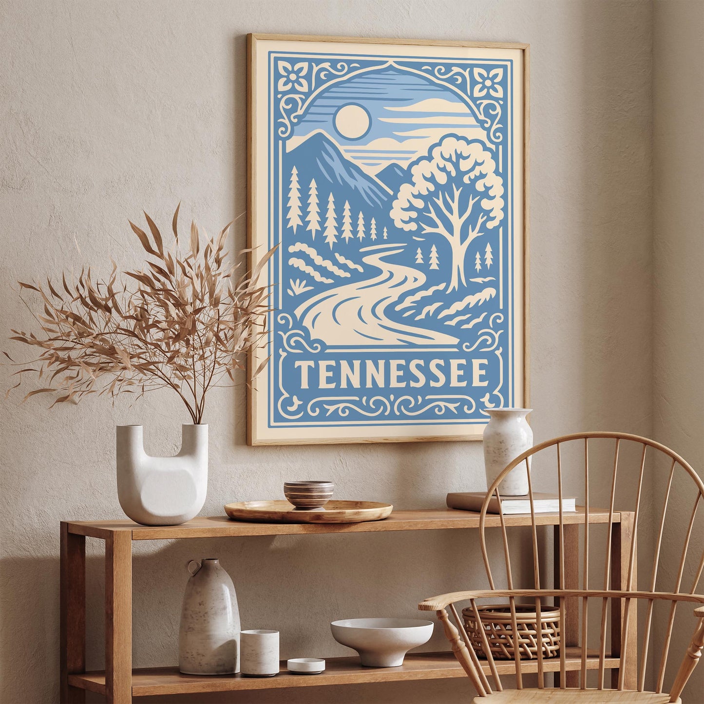 Tennessee Travel Poster - Icy Blue Landscape Print