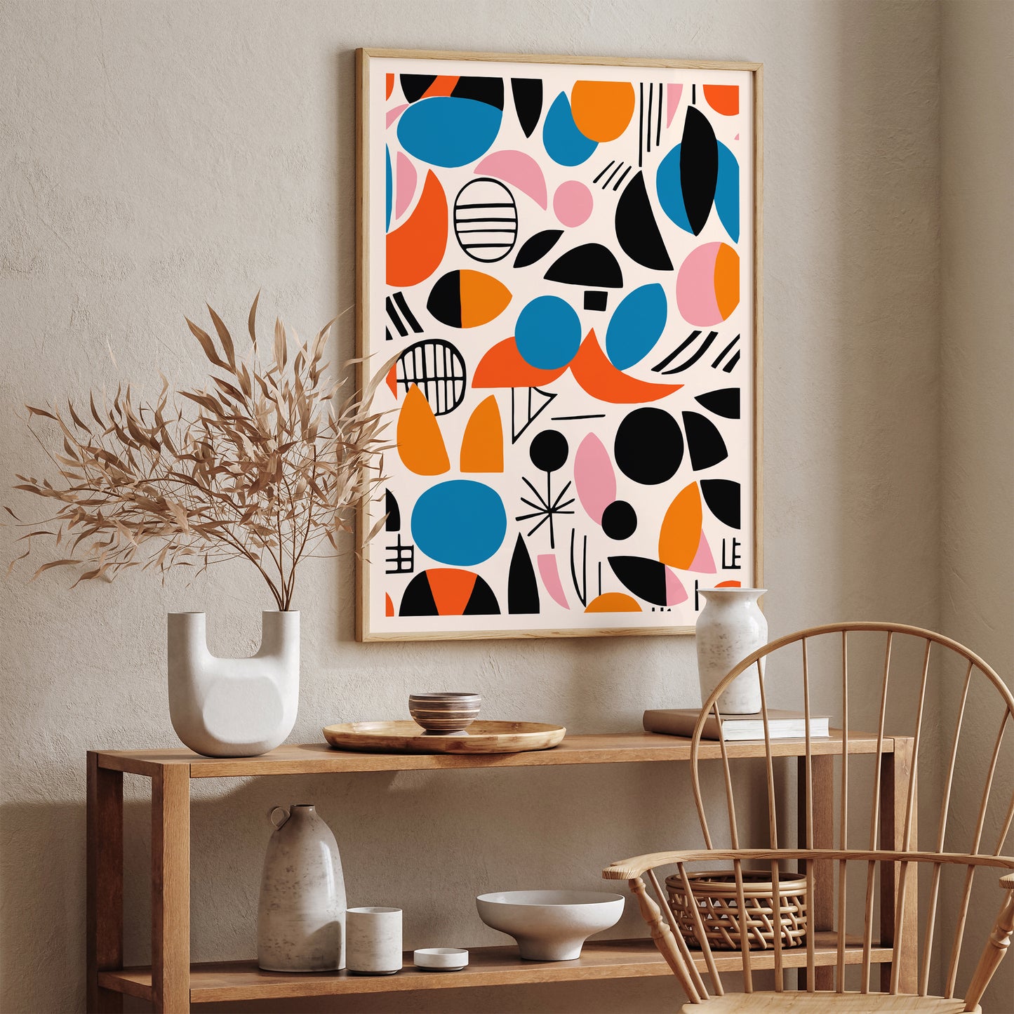 Colorful Mid Century Modern Art Print 2024