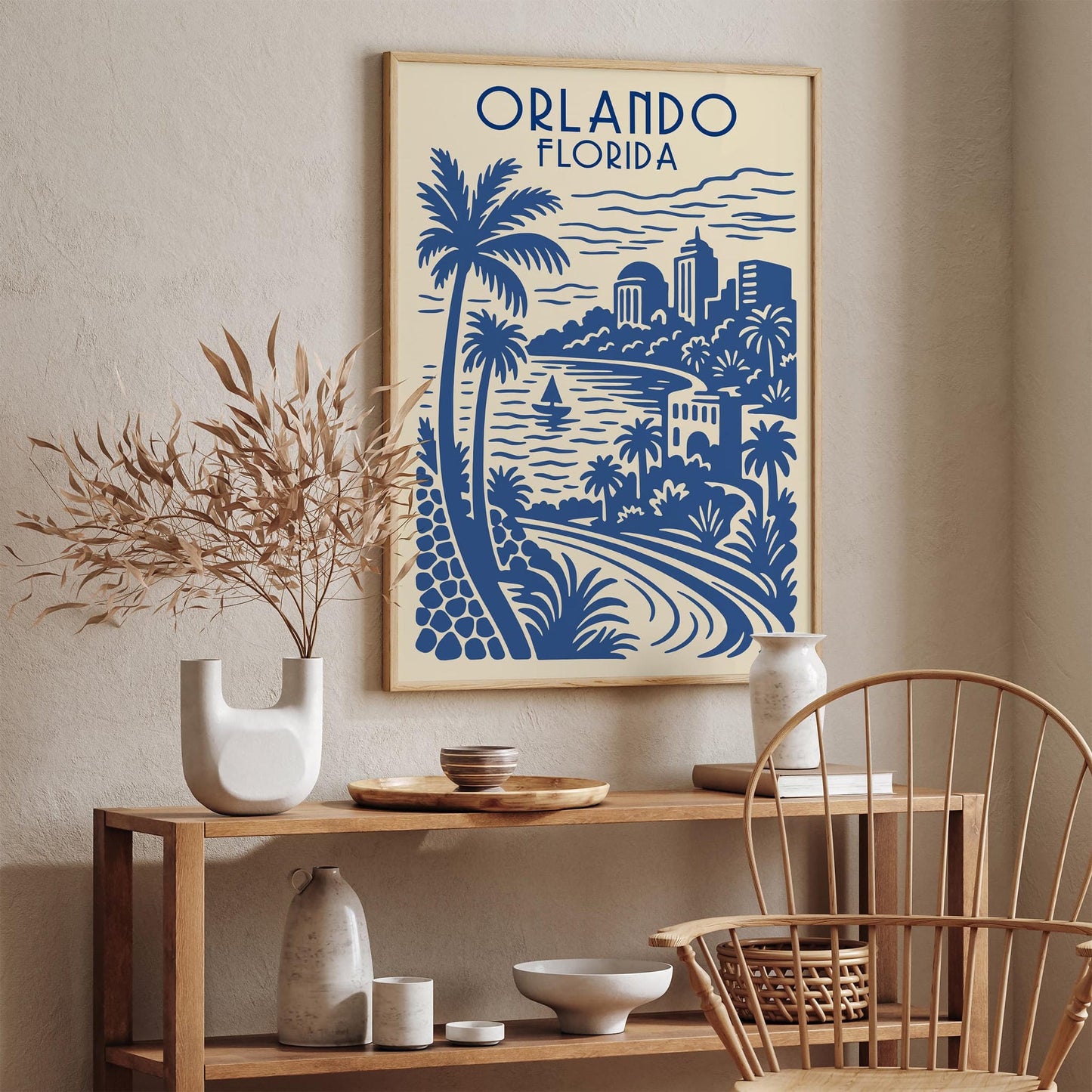 Orlando Florida Travel Blue Poster