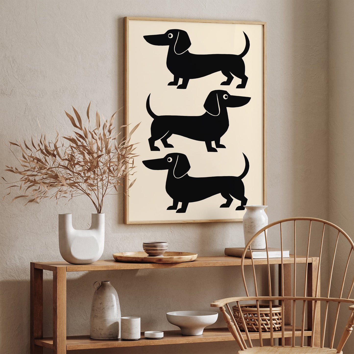Tree Black Dachshunds Dog Poster