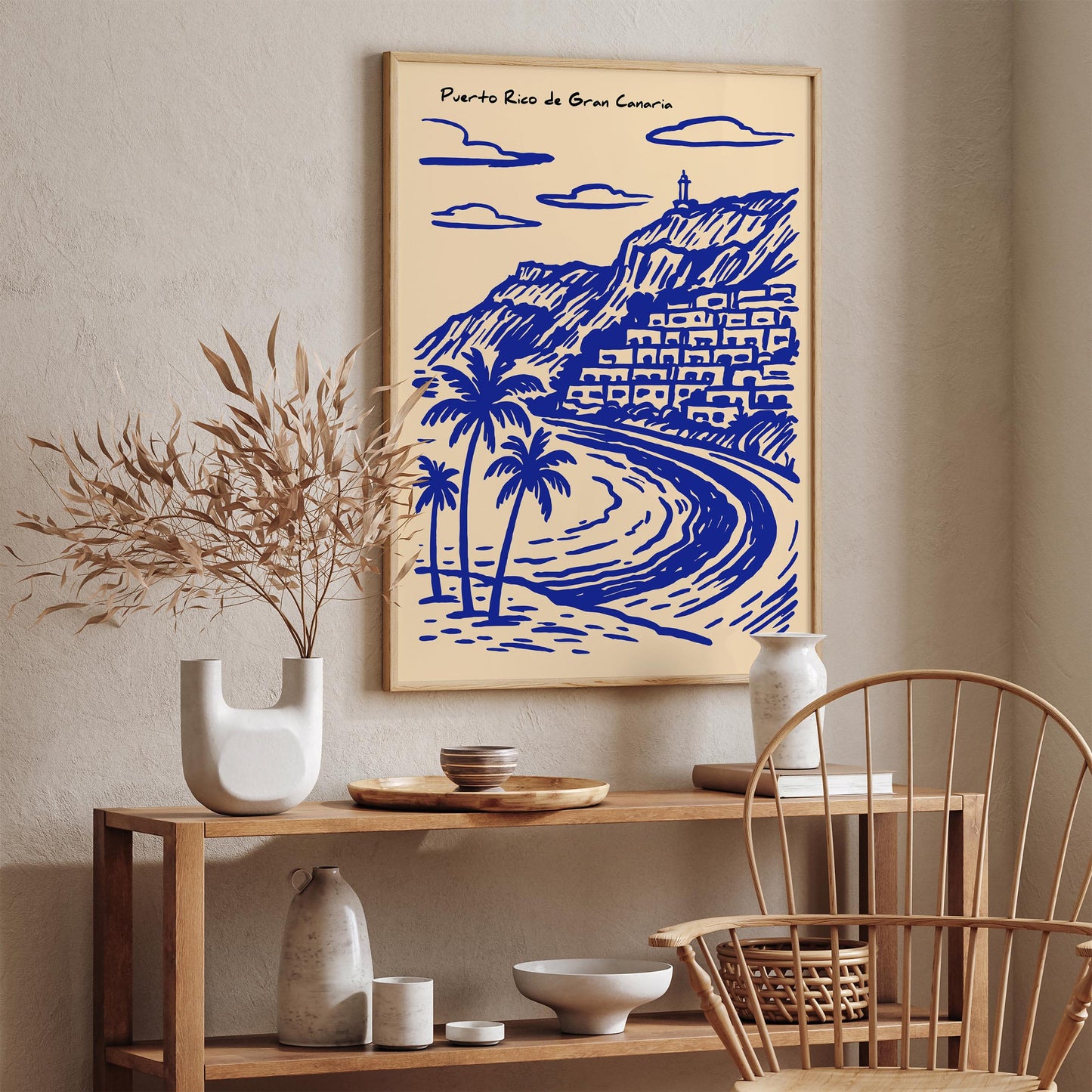 Puerto Rico de Gran Canaria Blue Travel Poster