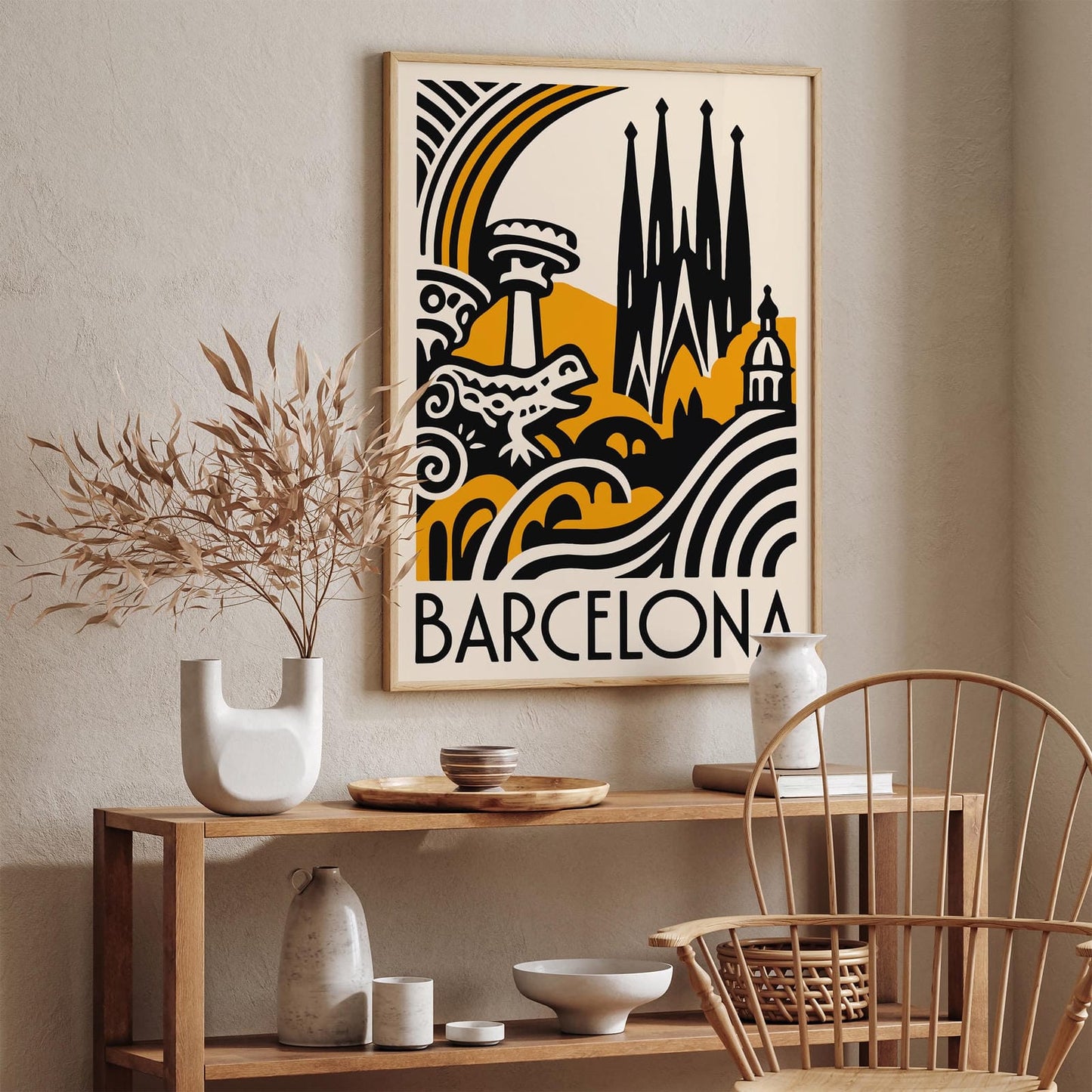 Barcelona Cityscape Modern Poster