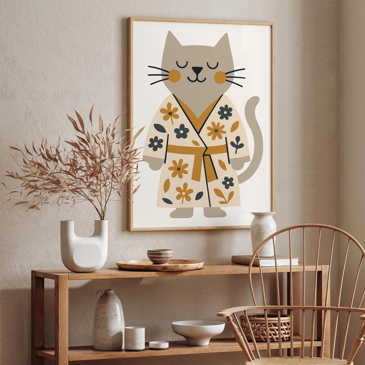 Spa Day Poster - Funny Cat in Bathrobe Print
