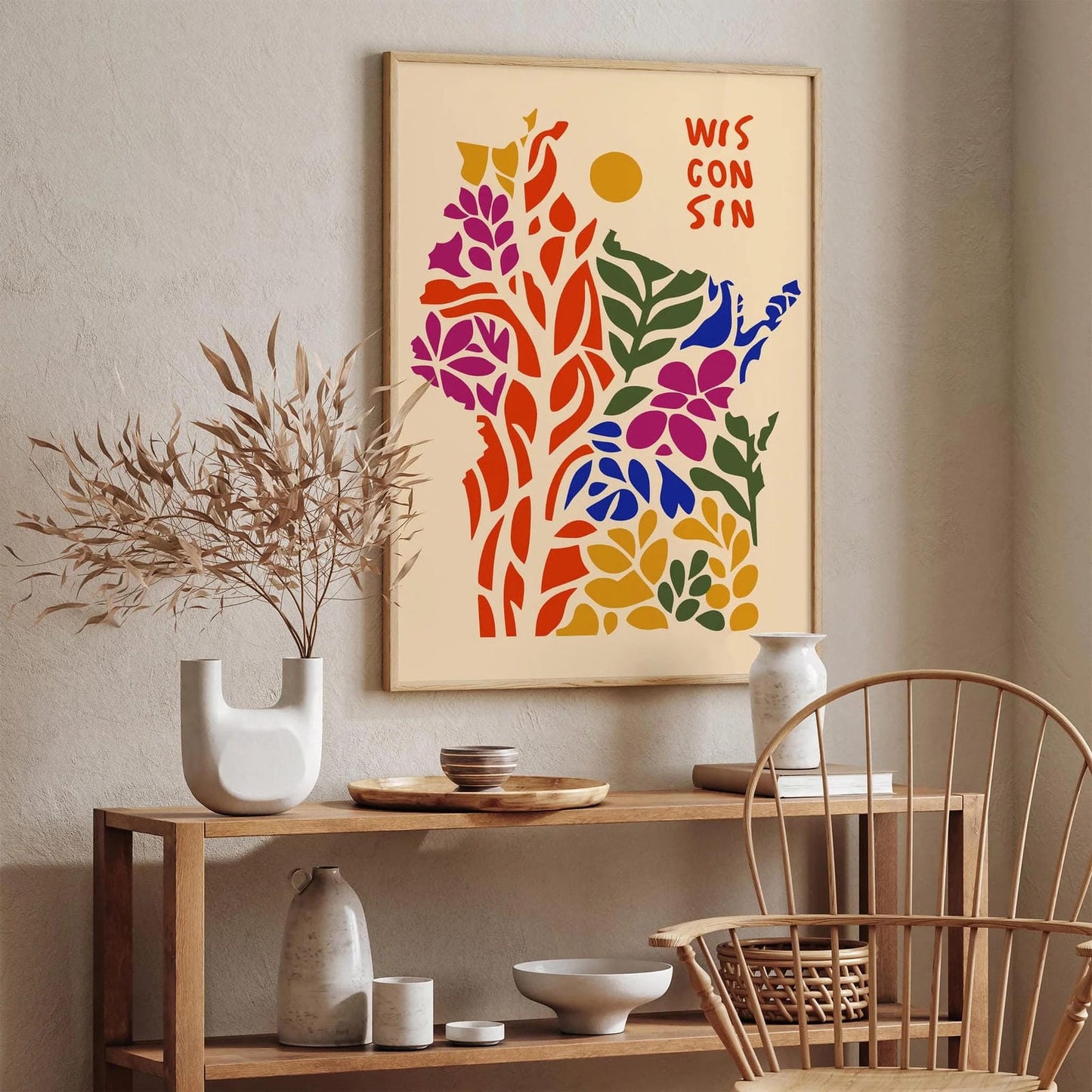 Wisconsin Colorful Retro Travel Poster