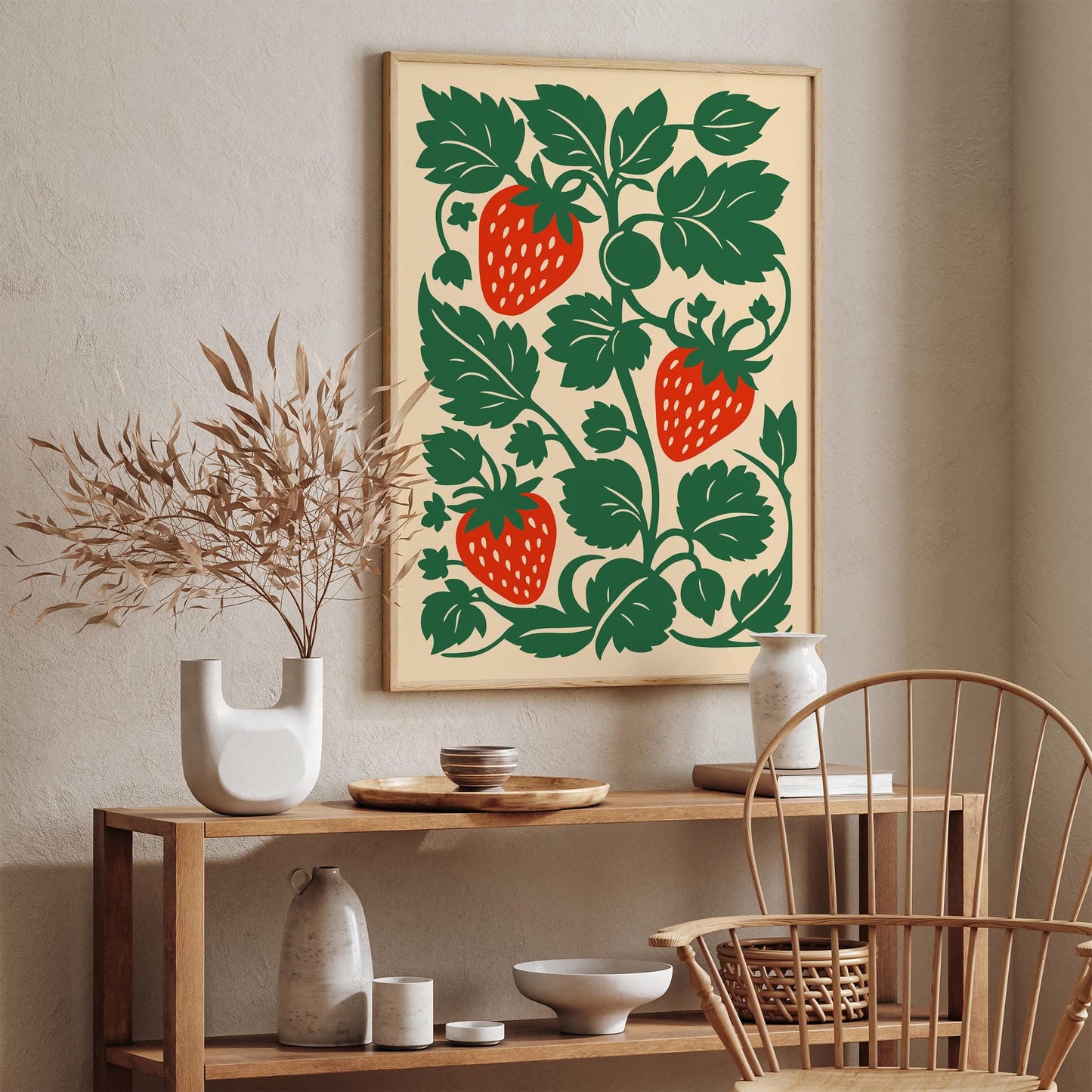 Strawberries Art Print – Farmhouse Kitchen Wall Decor