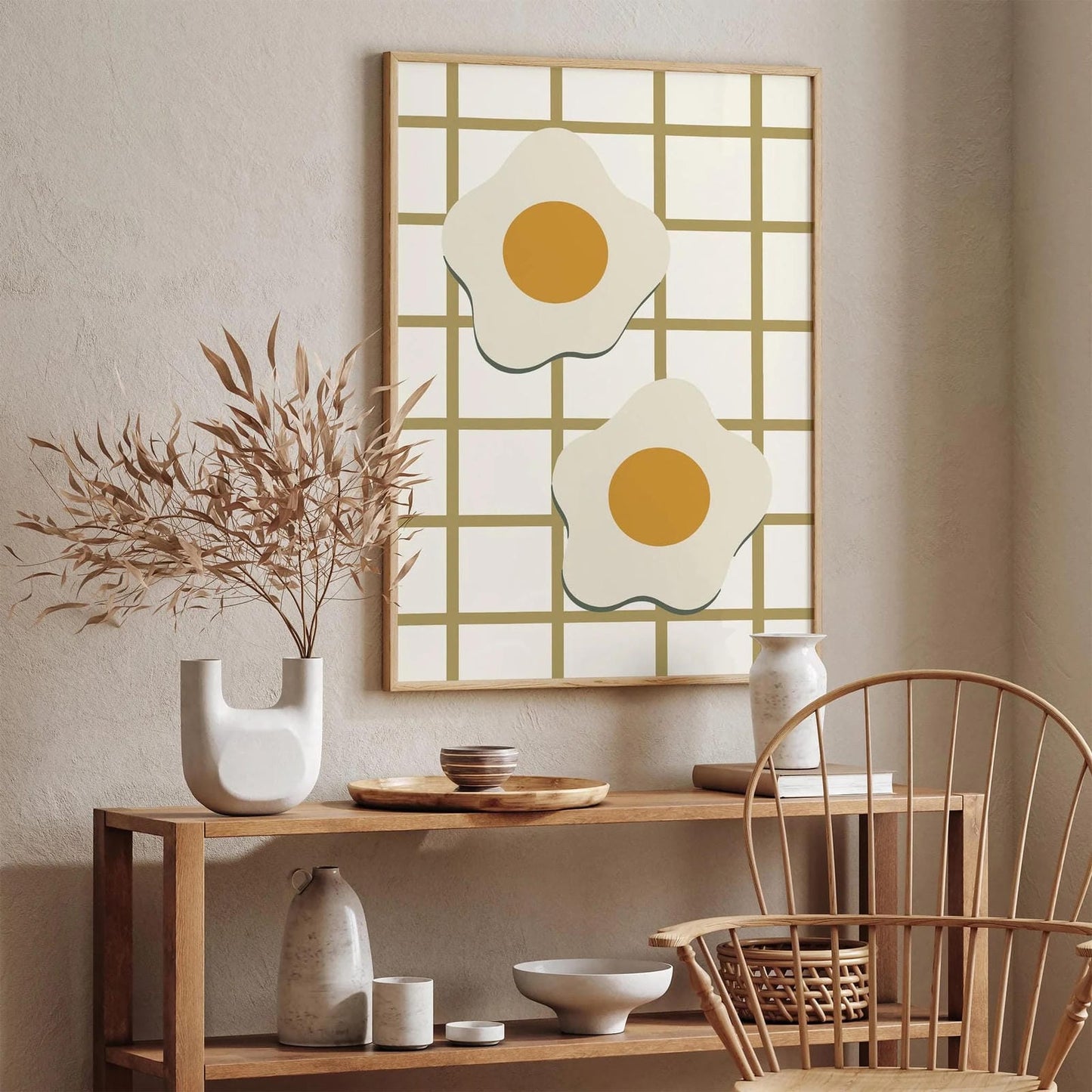Fired Eggs Poster - Scandinavian Style Kitchen Wall Decor