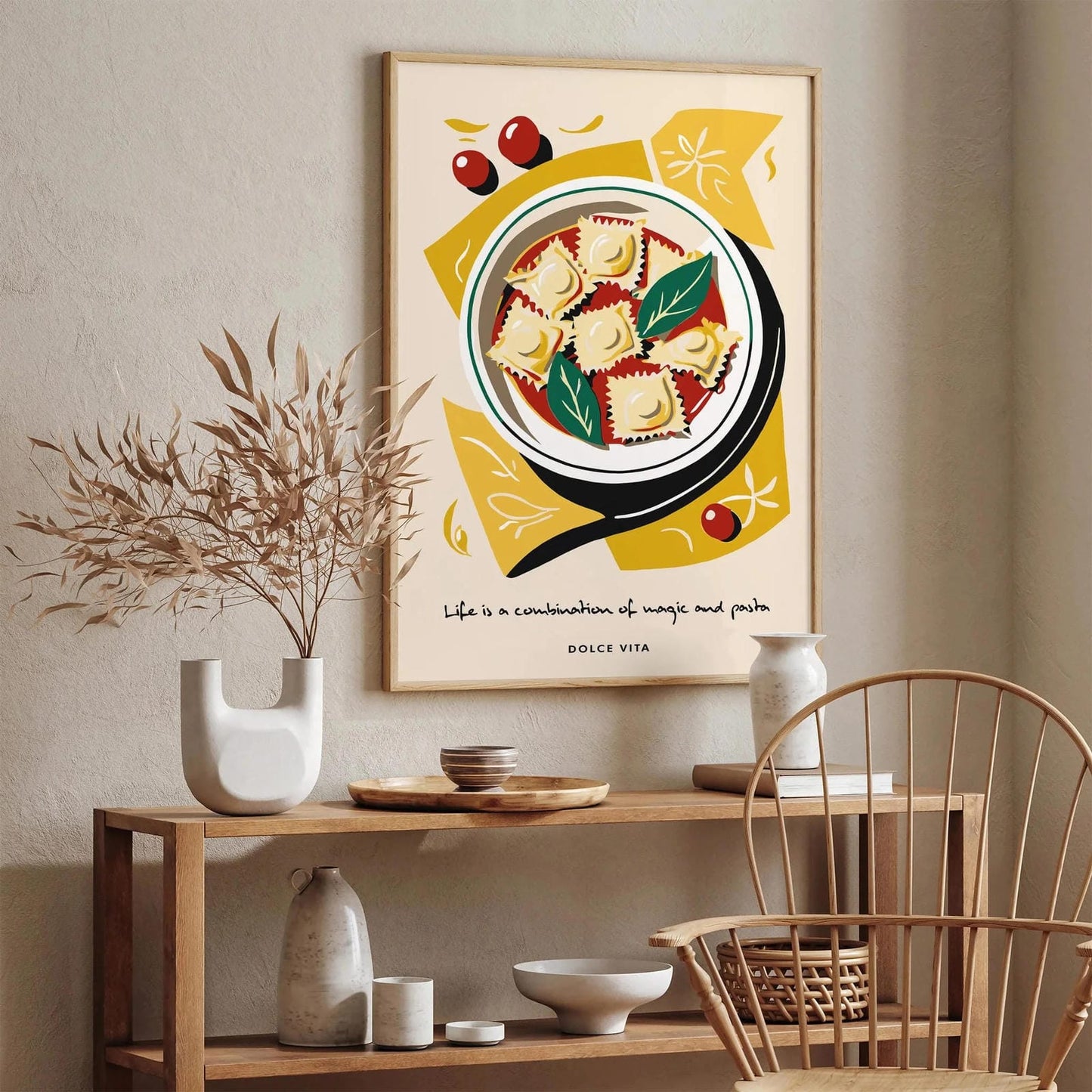 Ravioli Italian Pasta Kitchen Wall Art - Rustic Food Print