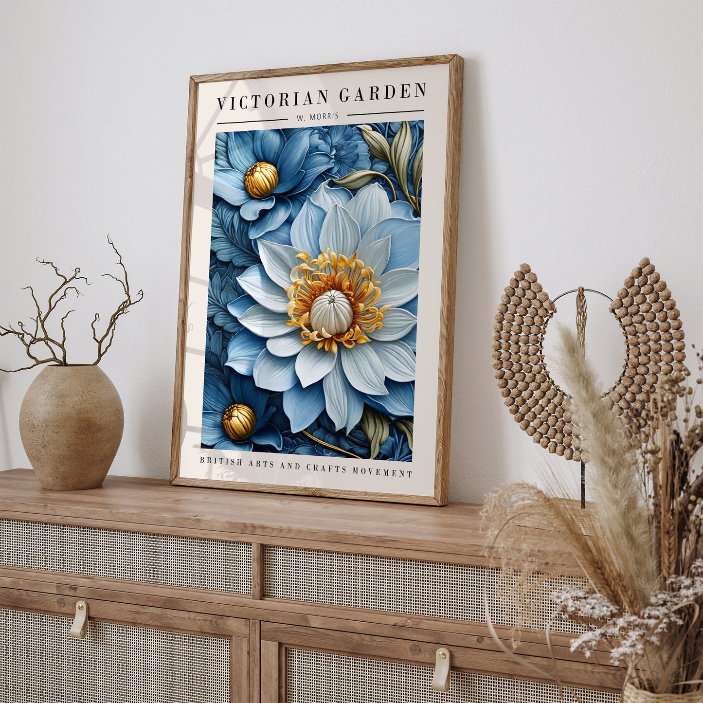 Blue Victorian Garden Morris Inspired Art Print
