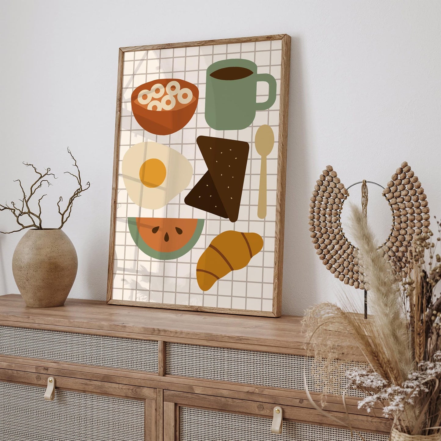 Retro Scandinavian Breakfast Art Print for Kitchen Wall Decor