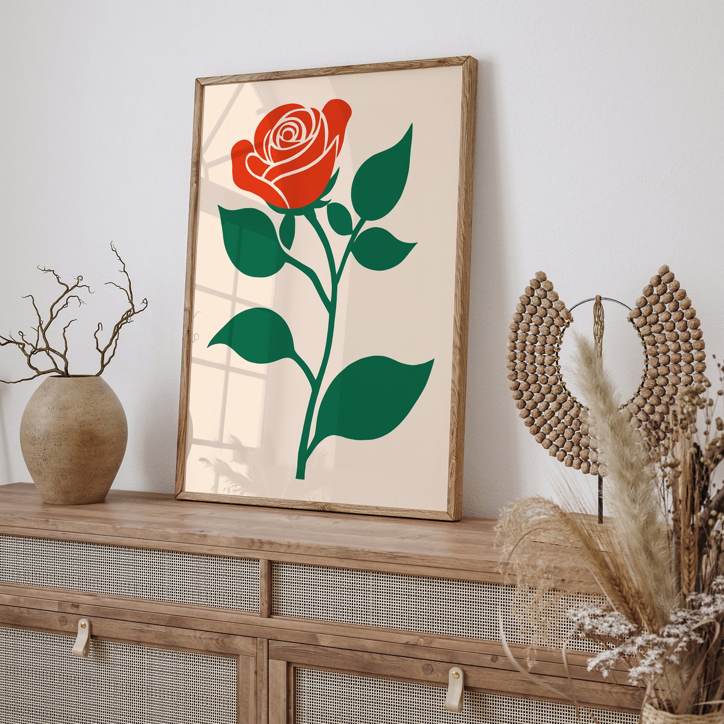 Minimalist Retro Rose Art Print