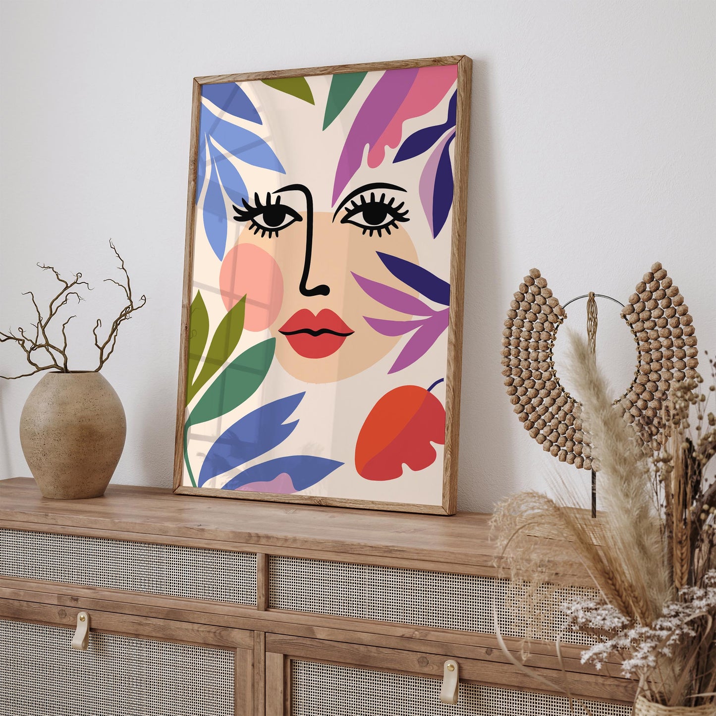 Abstract Floral Face Print