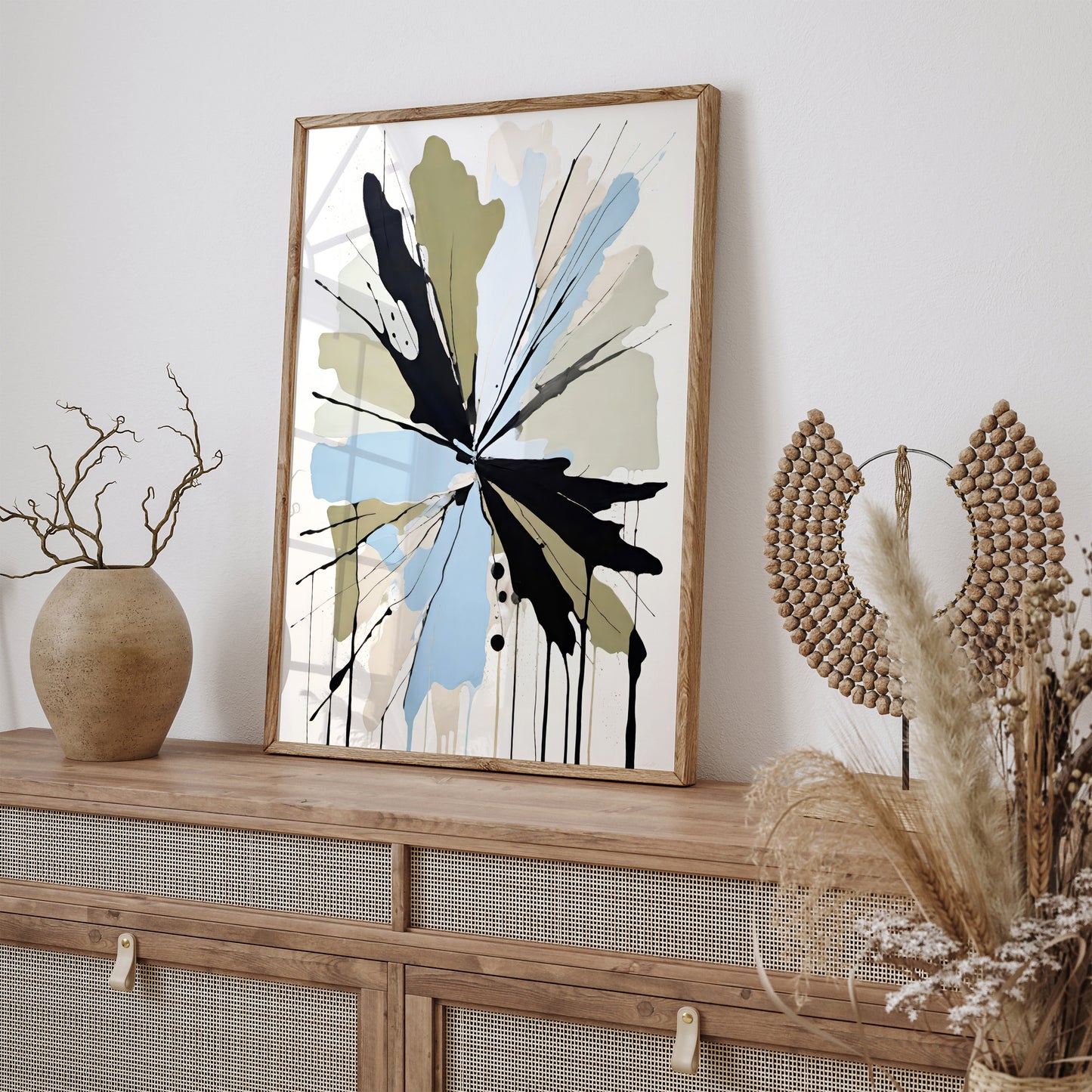 Blue Abstract Art for Bathroom Decor