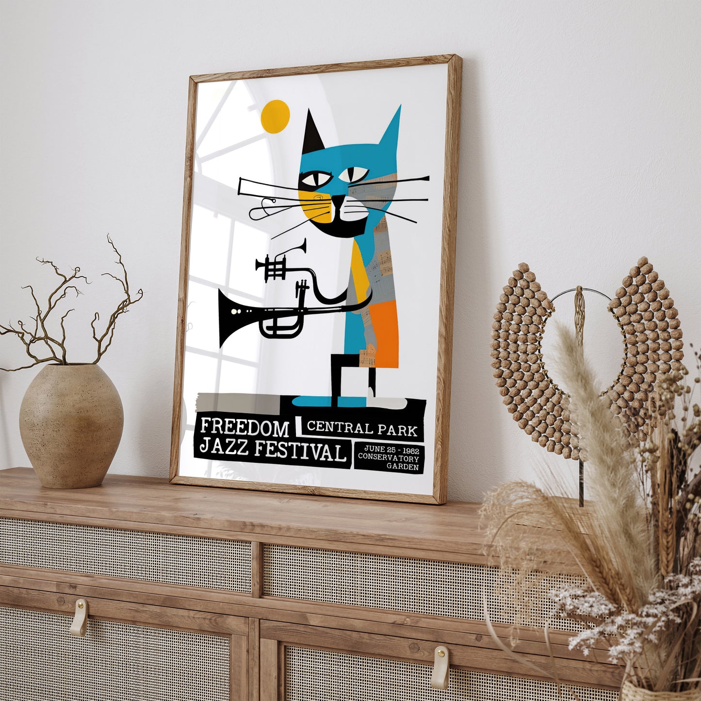 NYC Central Park Jazz Festival Cat Poster
