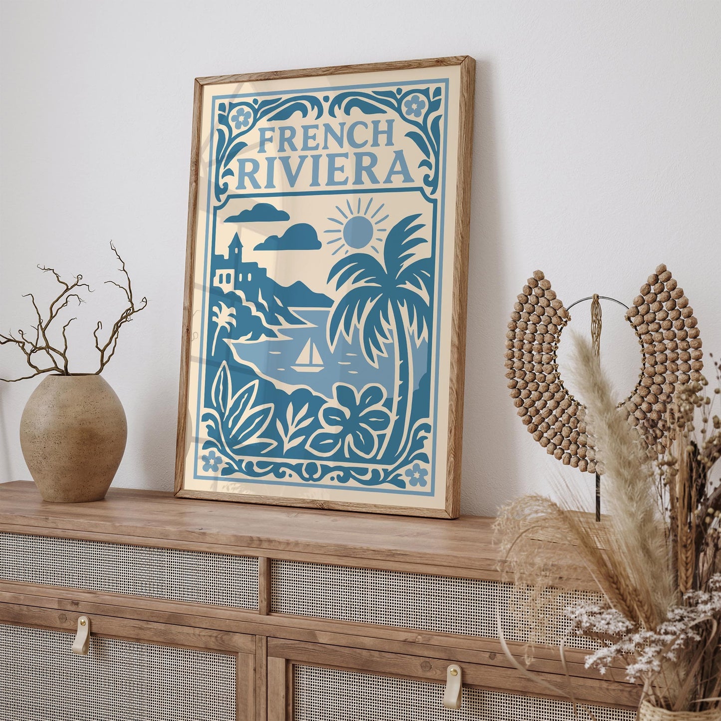 French Riviera Poster - Icy Blue Coastal Wall Art