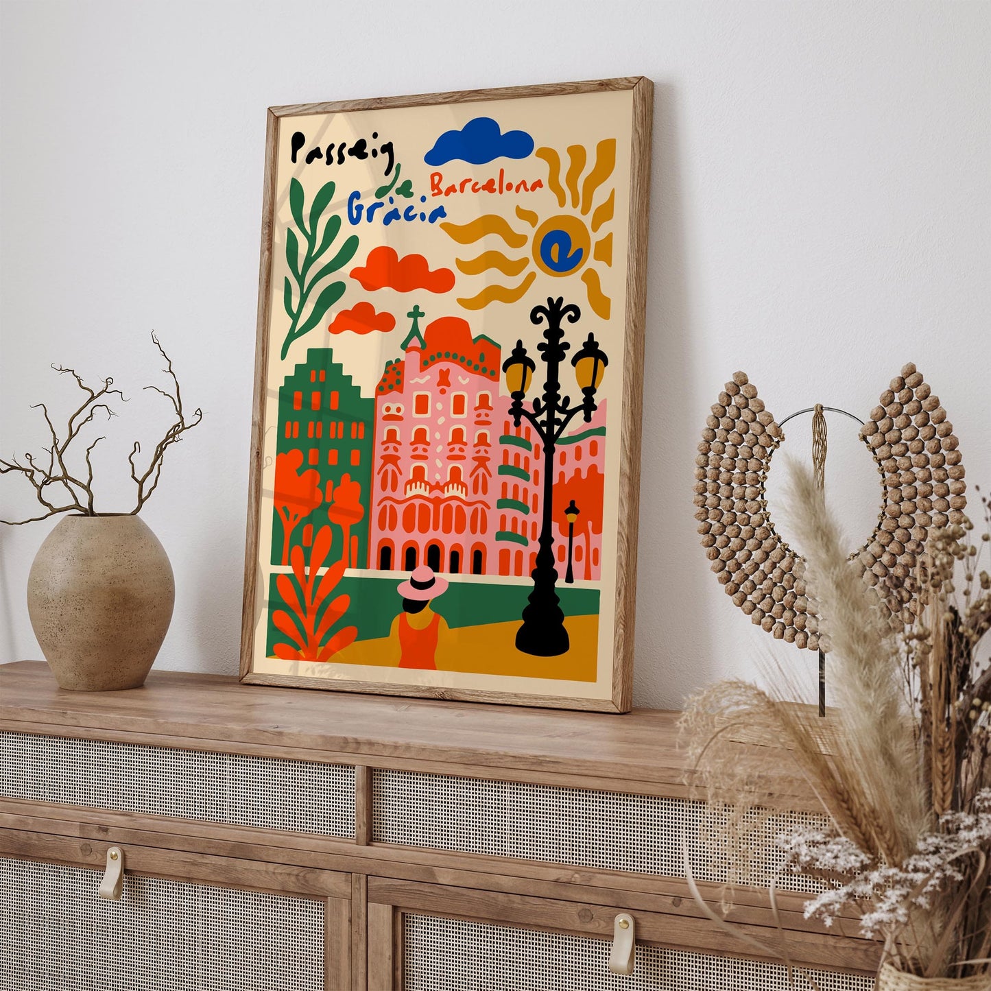 Paseo de Gracia Barcelona Travel Colorful Poster
