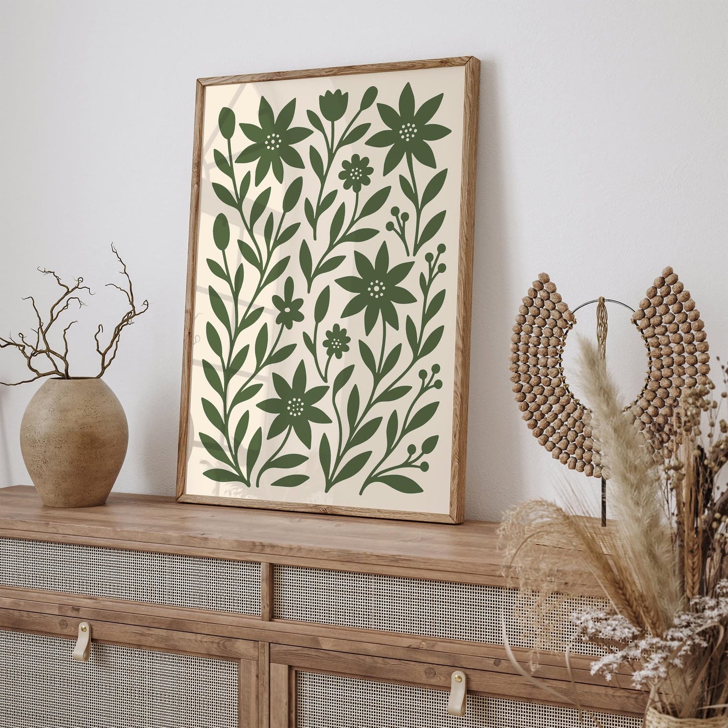 Green Scandinavian Botanical Art Print