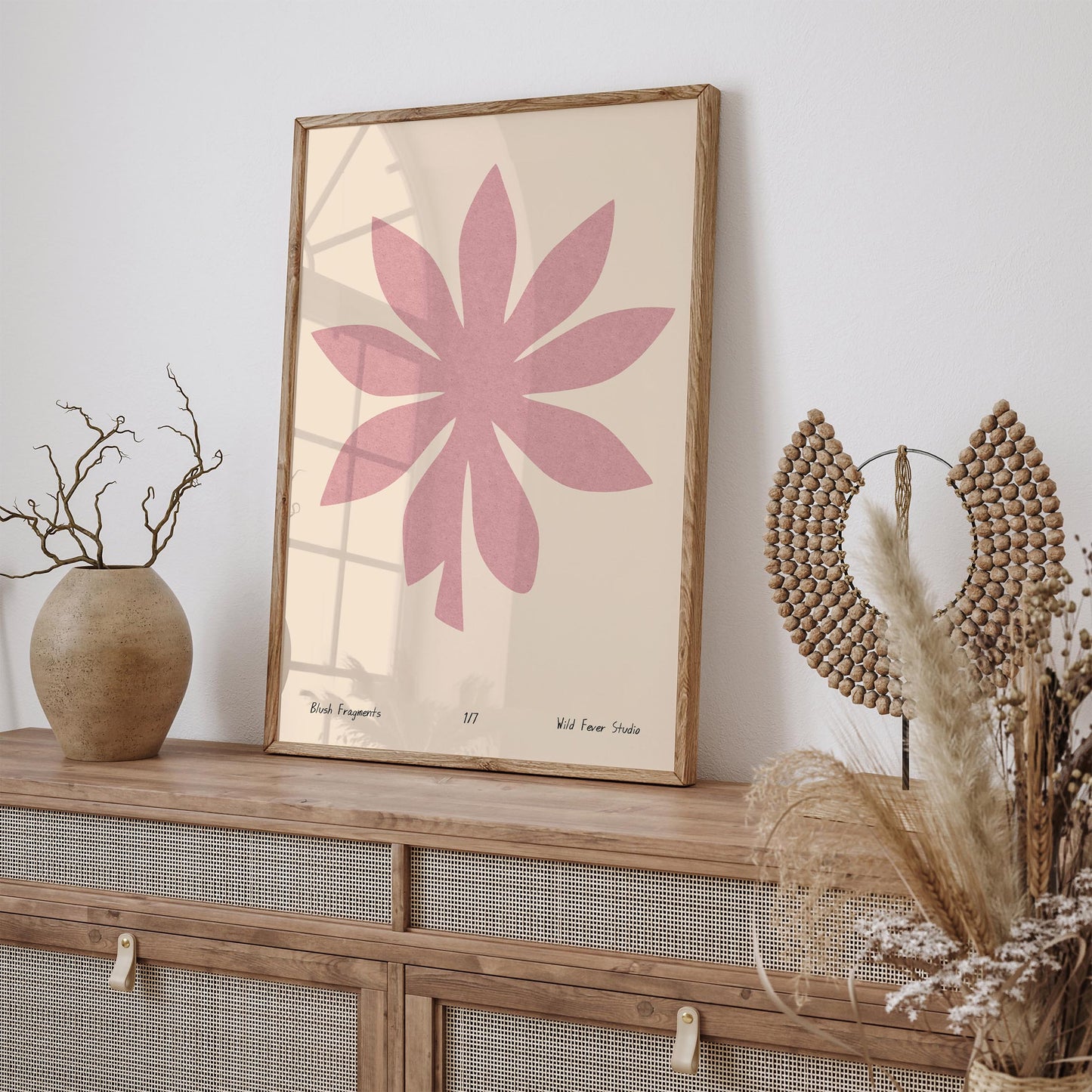 Pink Abstract Minimalist Cut Outs Wall Art