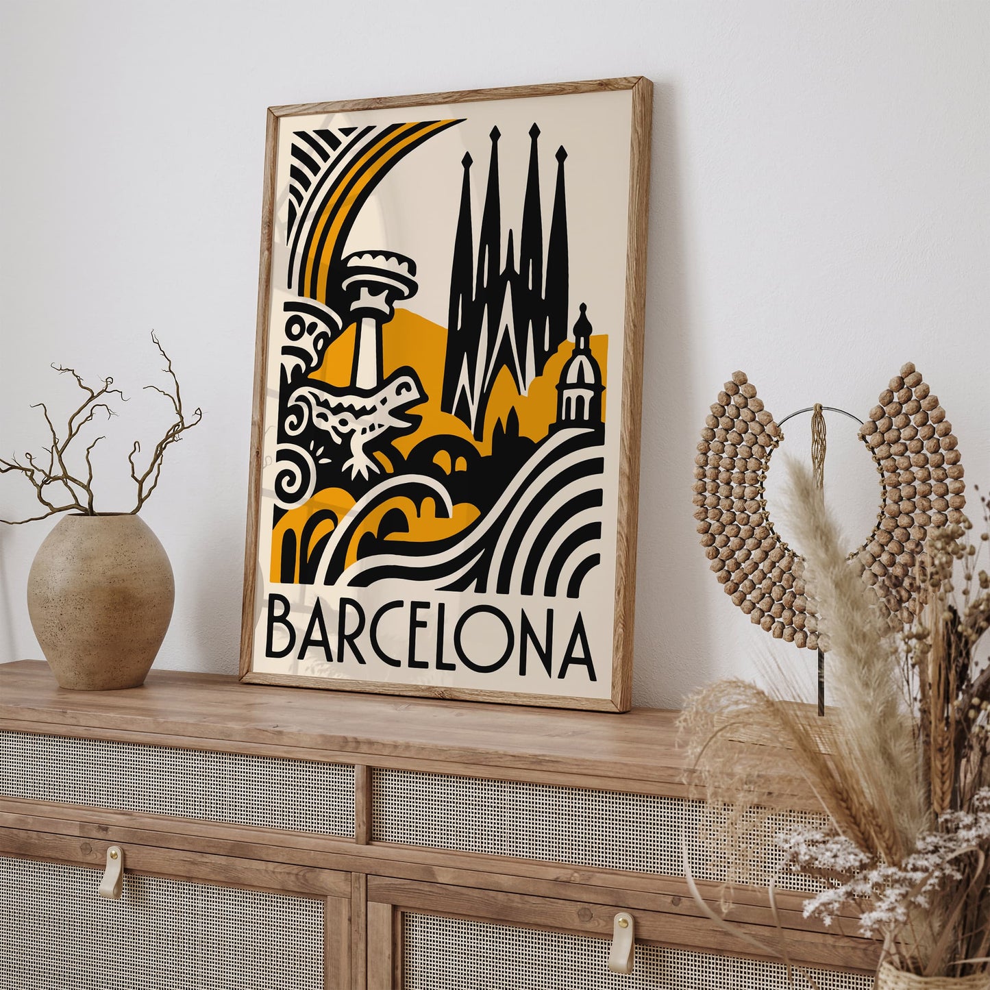 Barcelona Cityscape Modern Poster