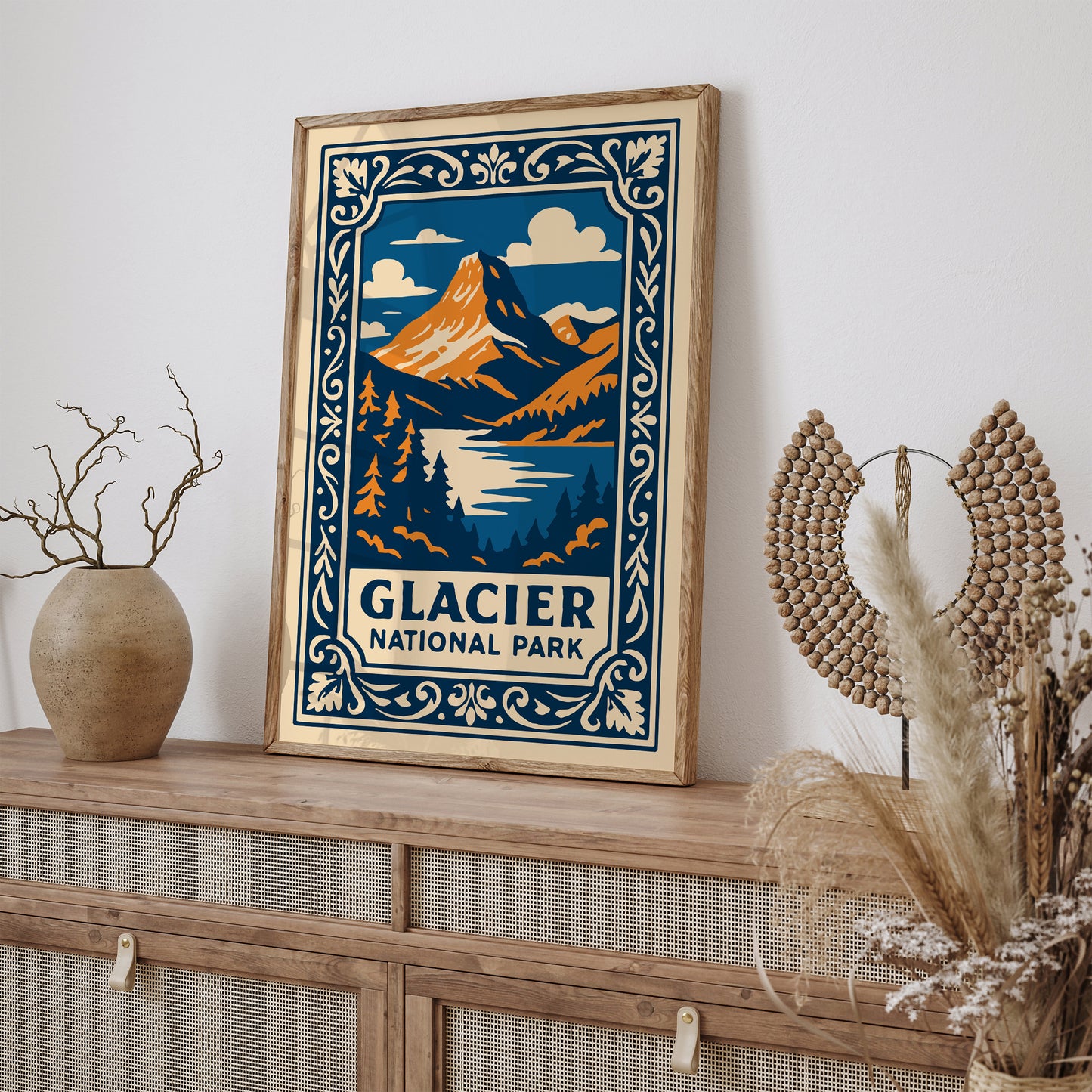 Glacier National Park Poster - Blue Landscape Art Print