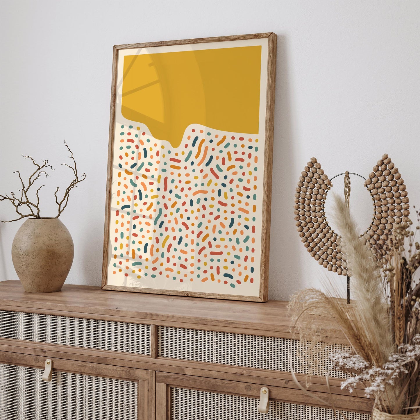 Mid Century Modern Abstract Poster - Retro Colorful Wall Art
