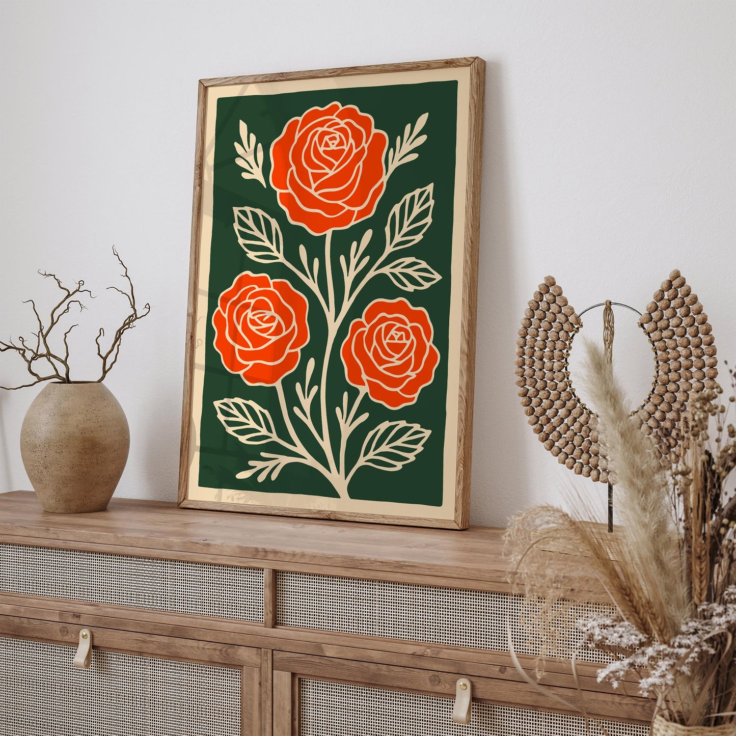 Retro Flower Art Print - Modern Botanical Wall Decor