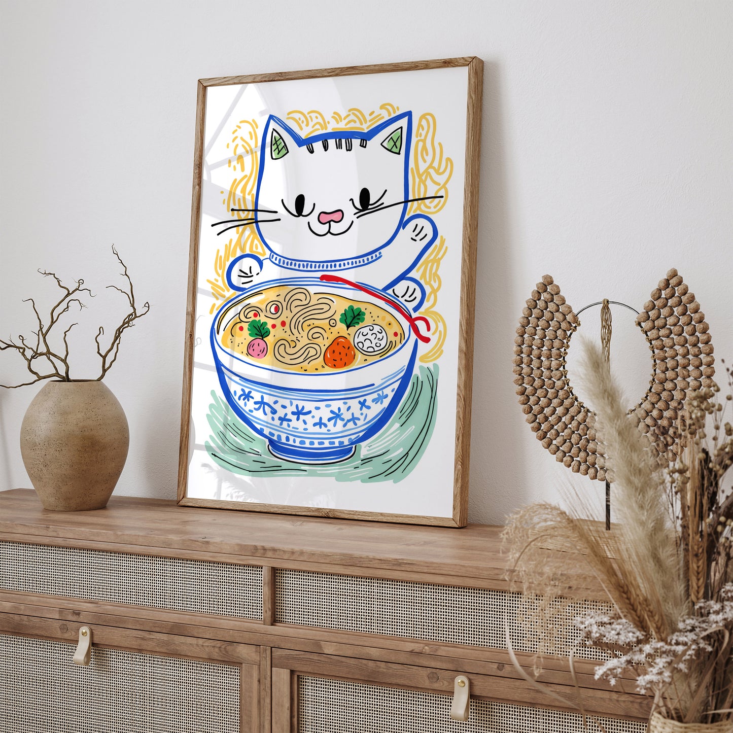 Cute Japanese Ramen Cat Poster