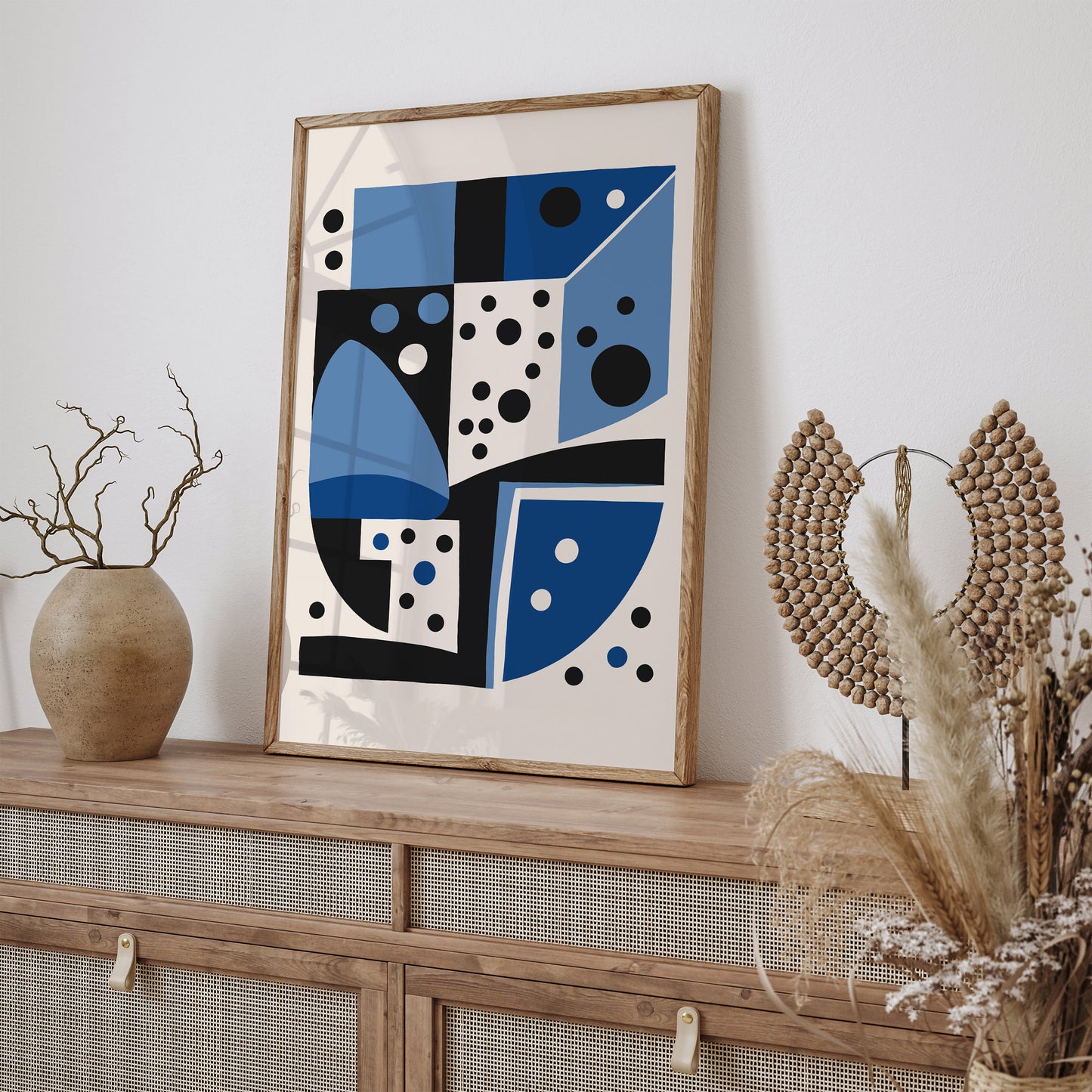 Blue Mid Century Geometric Print
