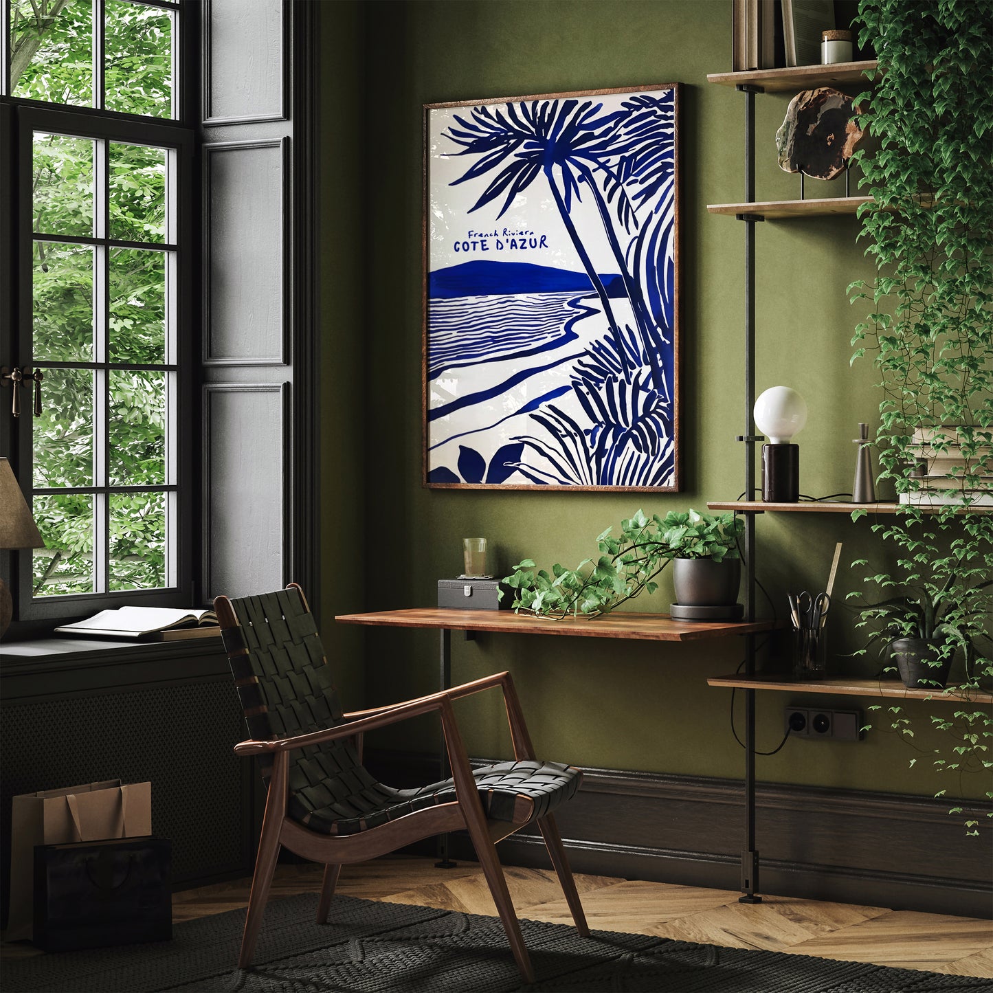 French Riviera Indigo Blue Poster