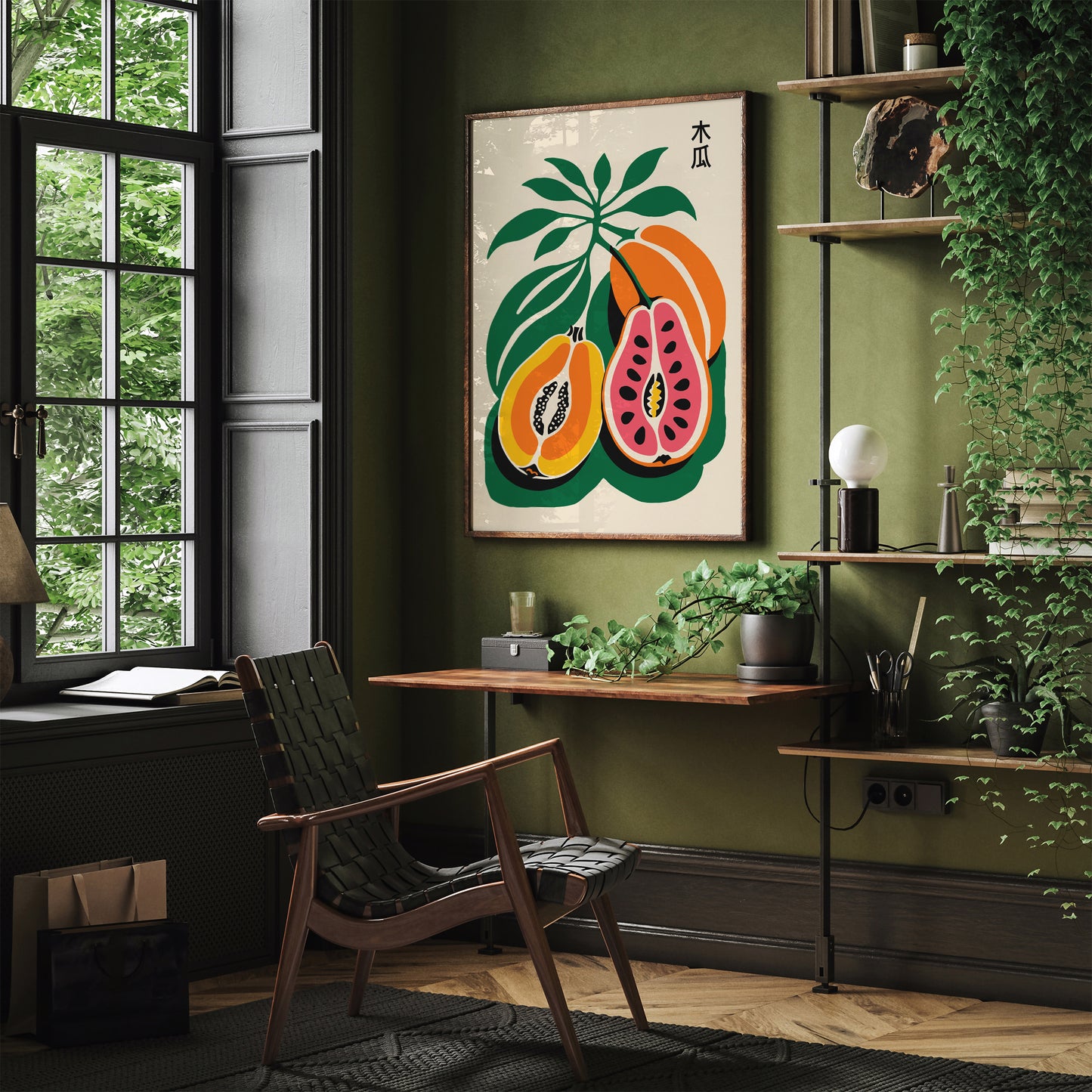 Colorful Papaya Kitchen Wall Art
