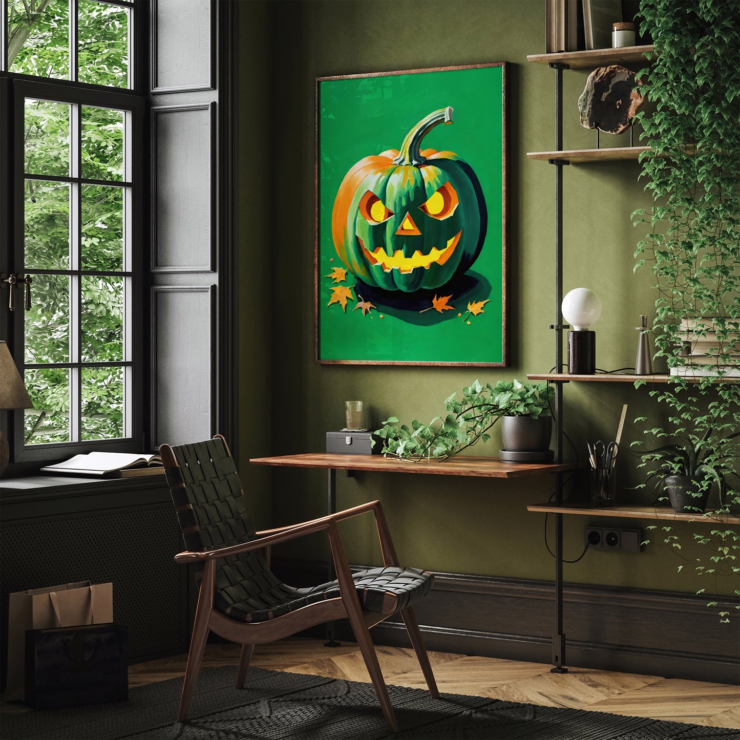 Green Spooky Halloween Pumpkin Art
