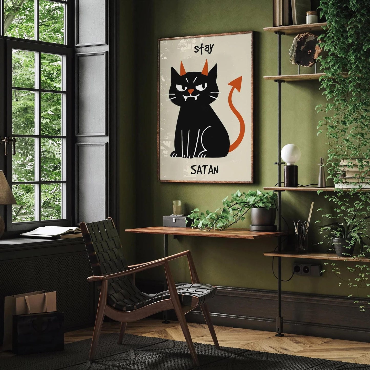 Stay Satan Poster - Funny Cat Portrait Print