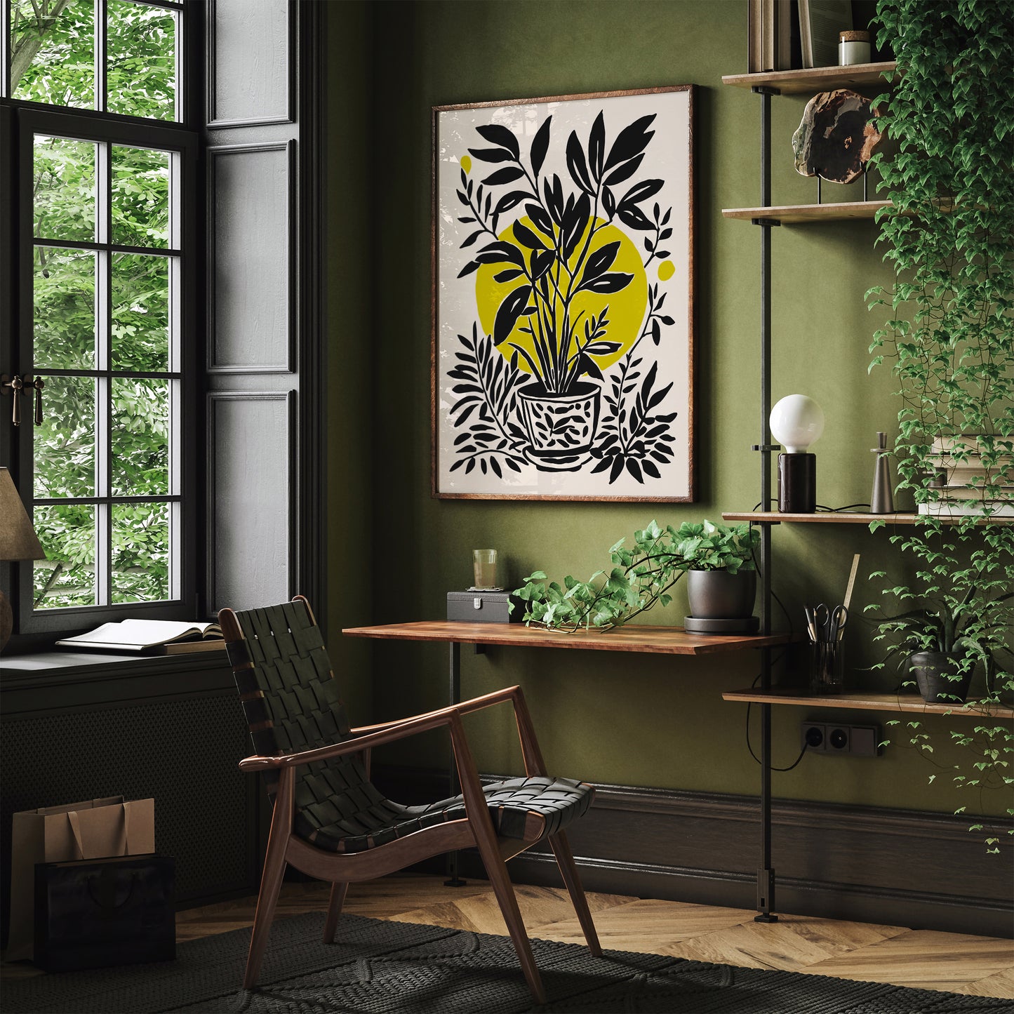 Black Ink Painting Floral Print